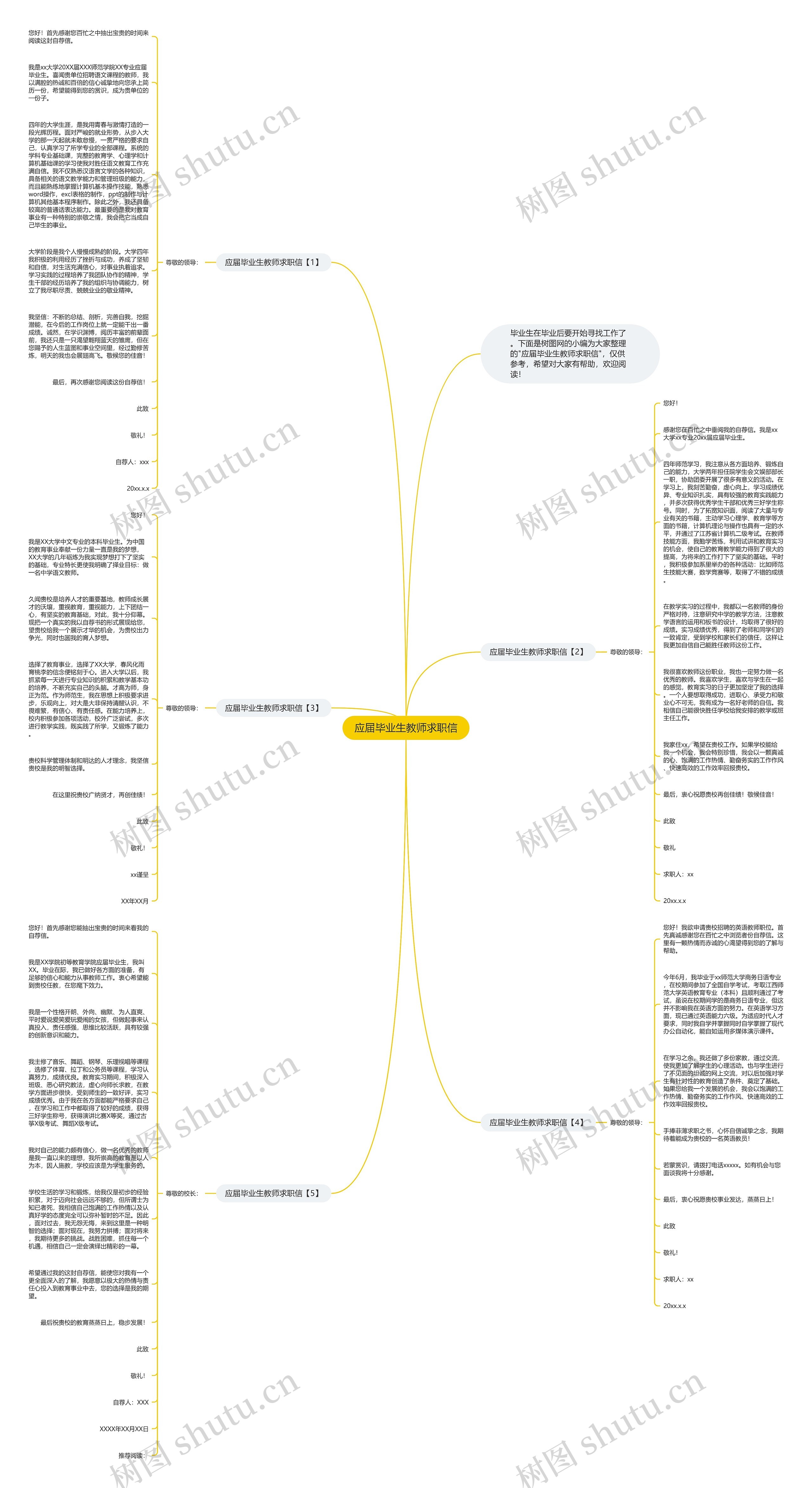 应届毕业生教师求职信思维导图