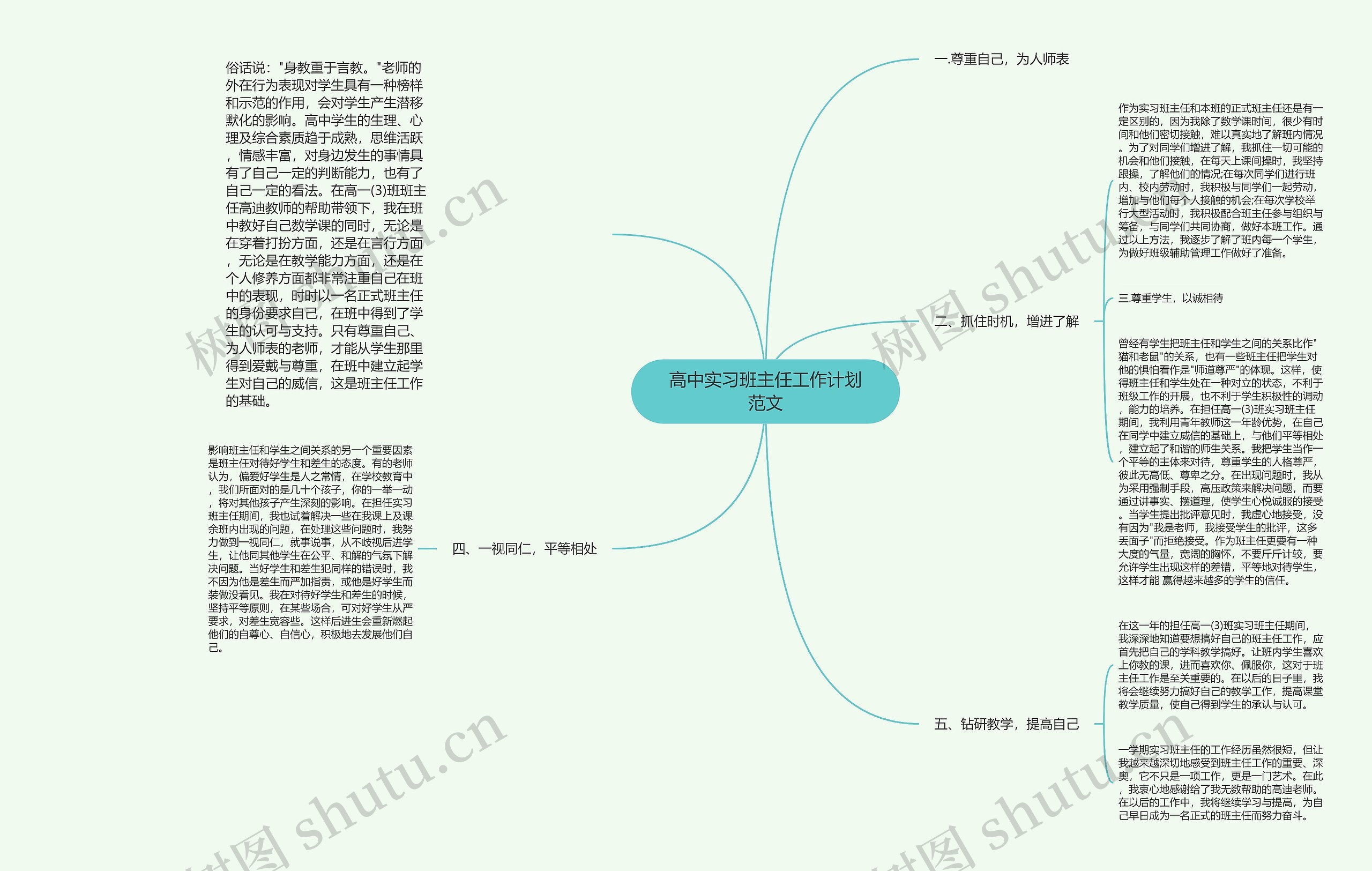 高中实习班主任工作计划范文思维导图