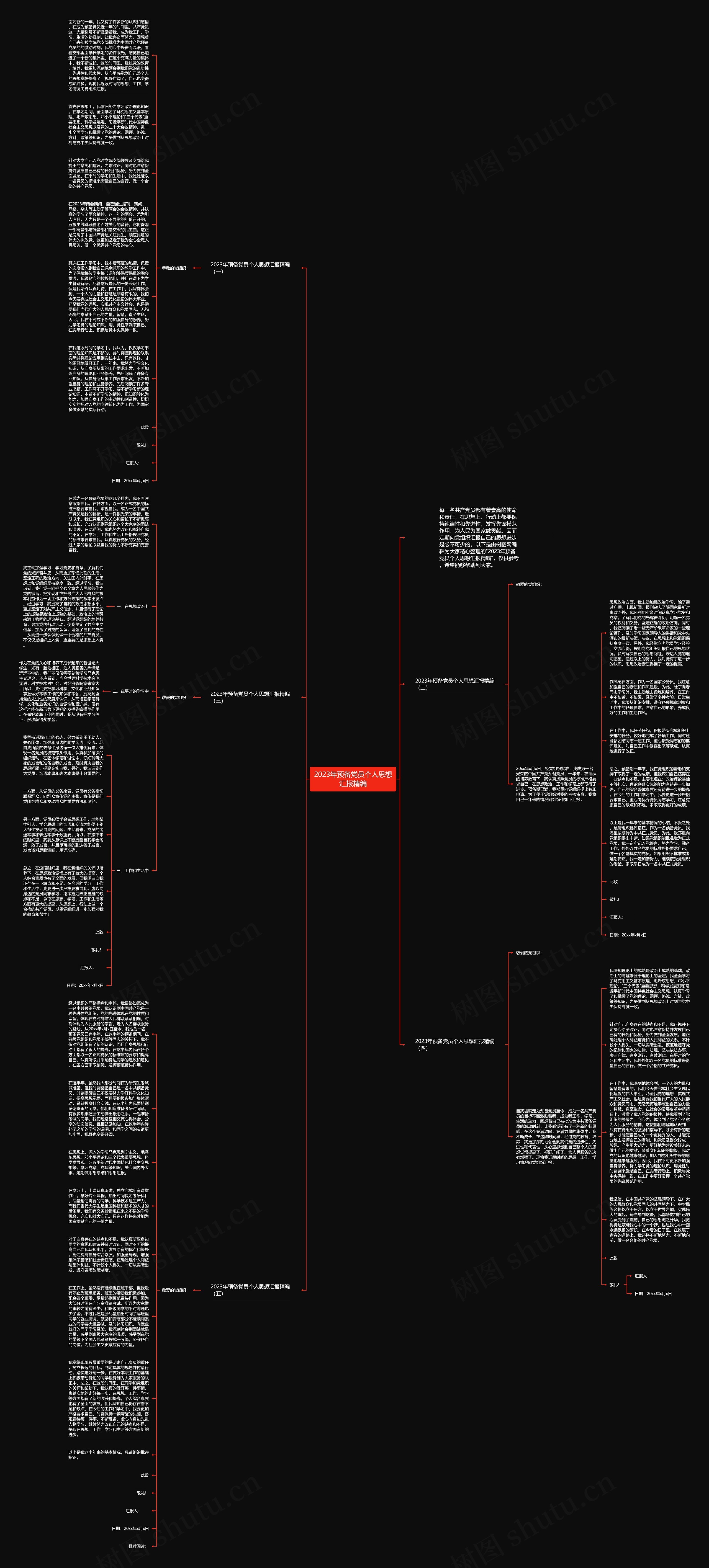2023年预备党员个人思想汇报精编思维导图