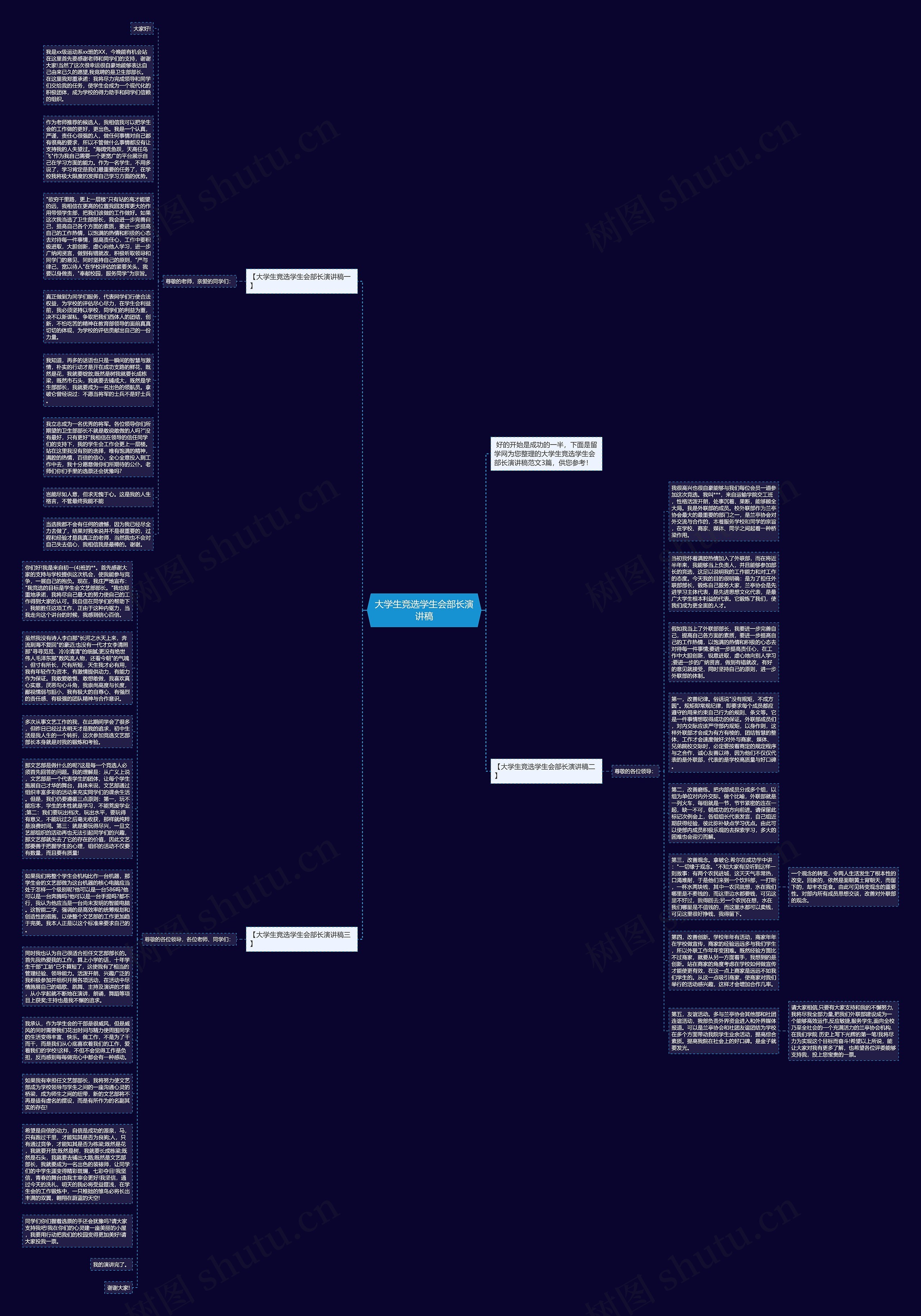 大学生竞选学生会部长演讲稿思维导图