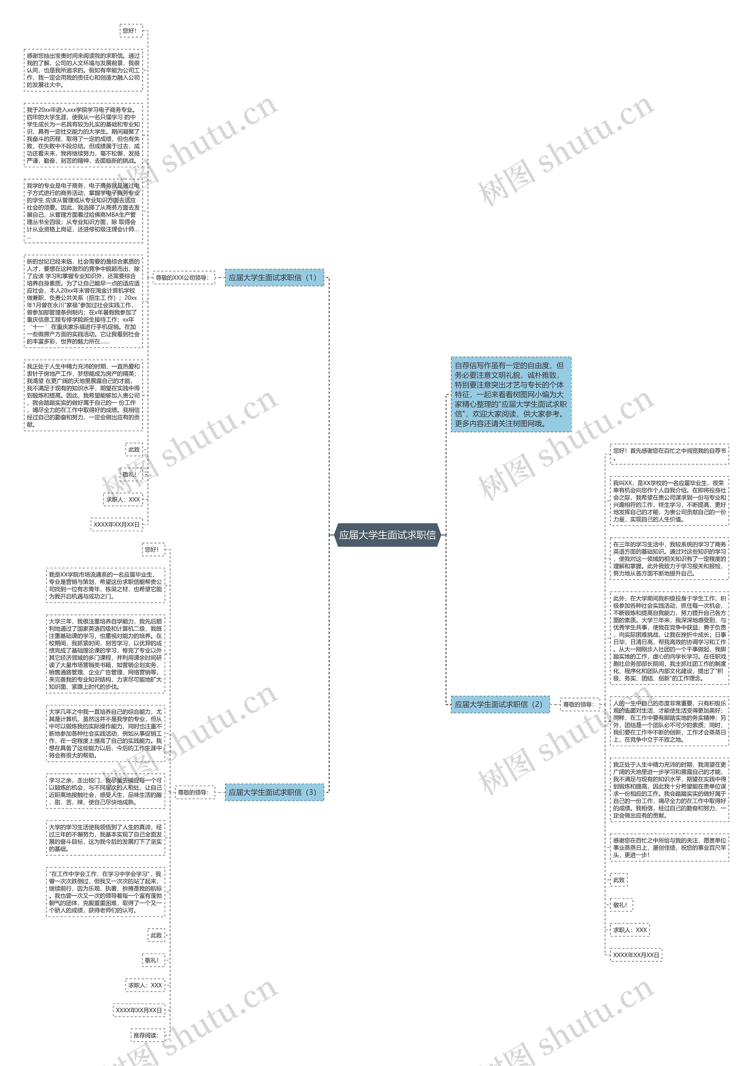 应届大学生面试求职信思维导图