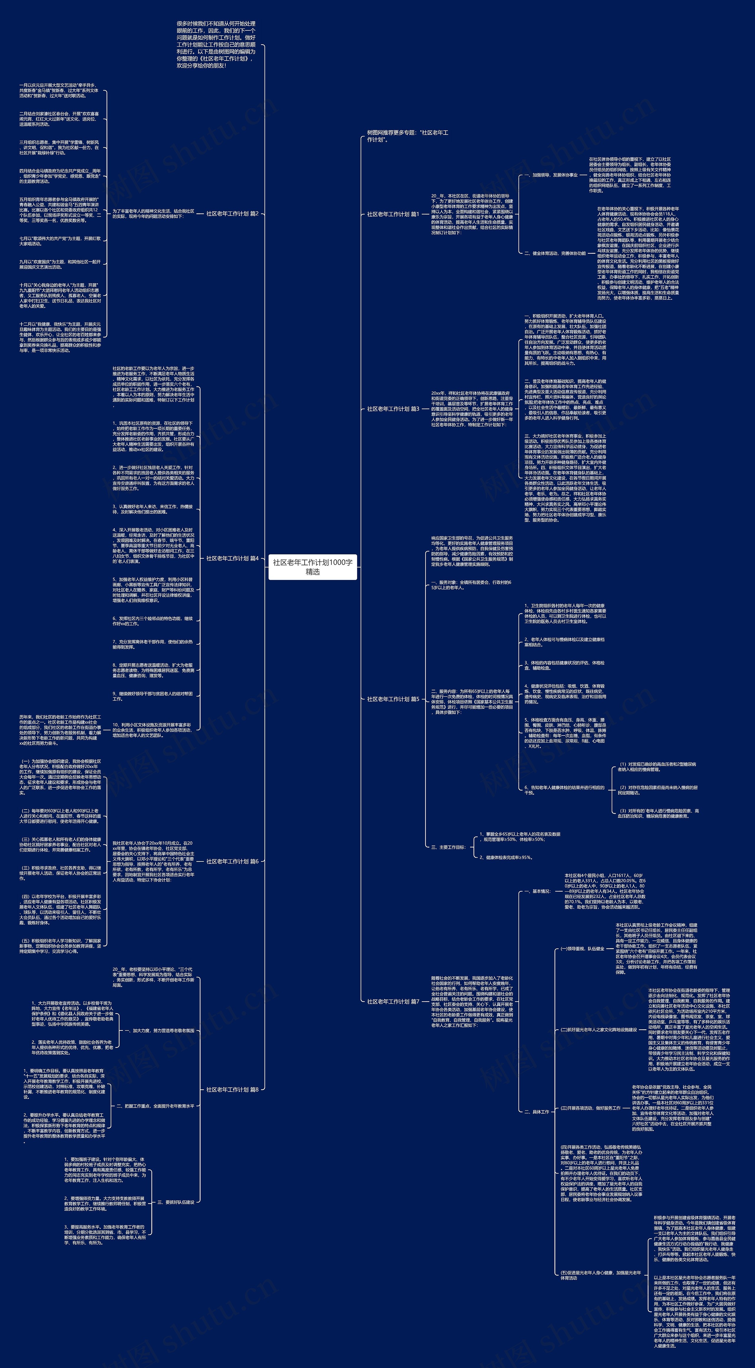 社区老年工作计划1000字精选思维导图