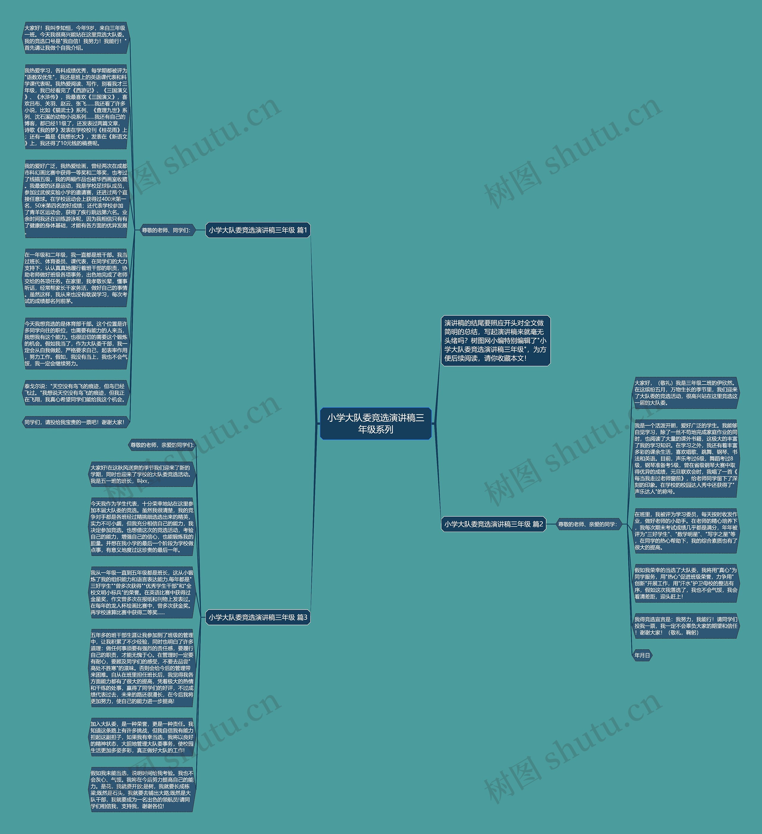 小学大队委竞选演讲稿三年级系列思维导图