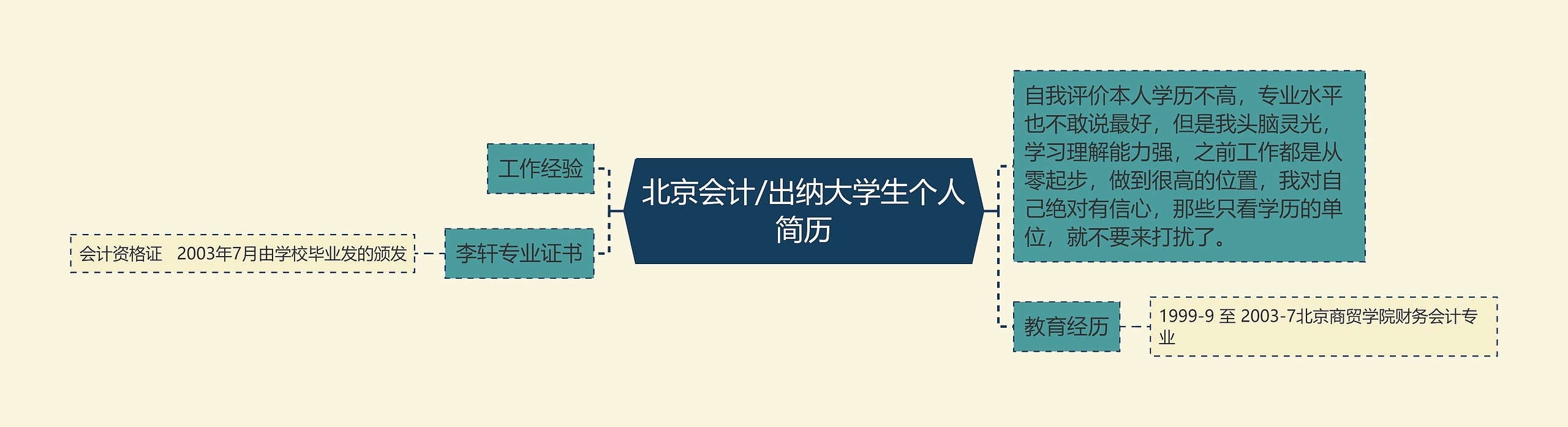 北京会计/出纳大学生个人简历思维导图