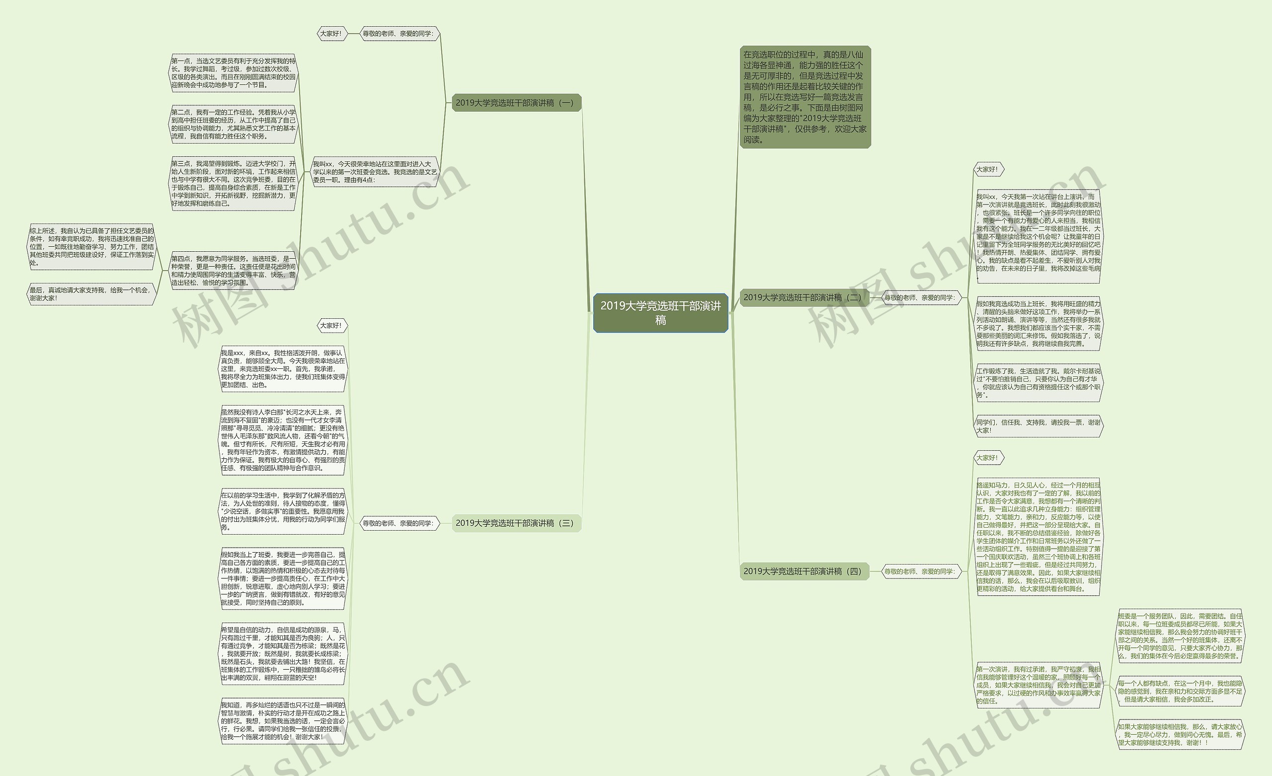 2019大学竞选班干部演讲稿思维导图