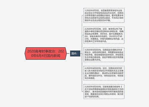 2020高考时事政治：2020年6月4日国内新闻