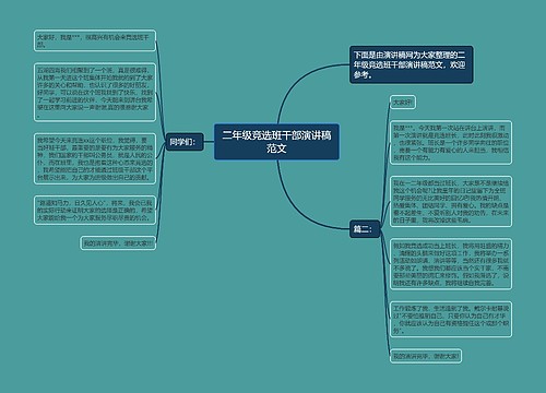 二年级竞选班干部演讲稿范文