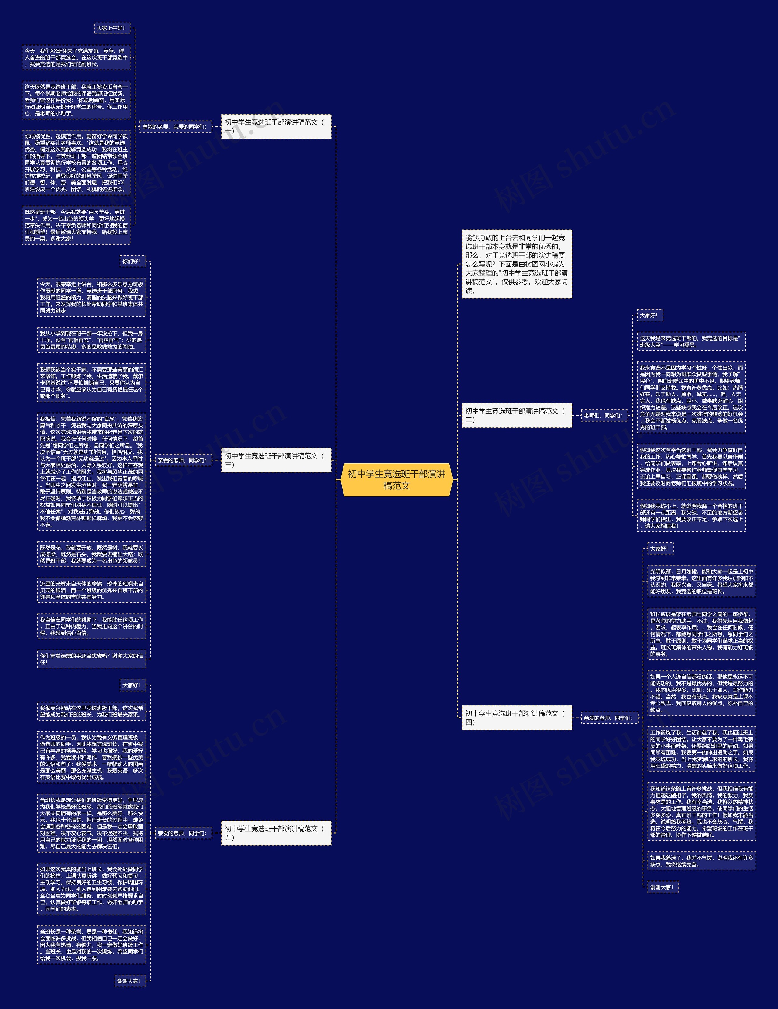 初中学生竞选班干部演讲稿范文思维导图