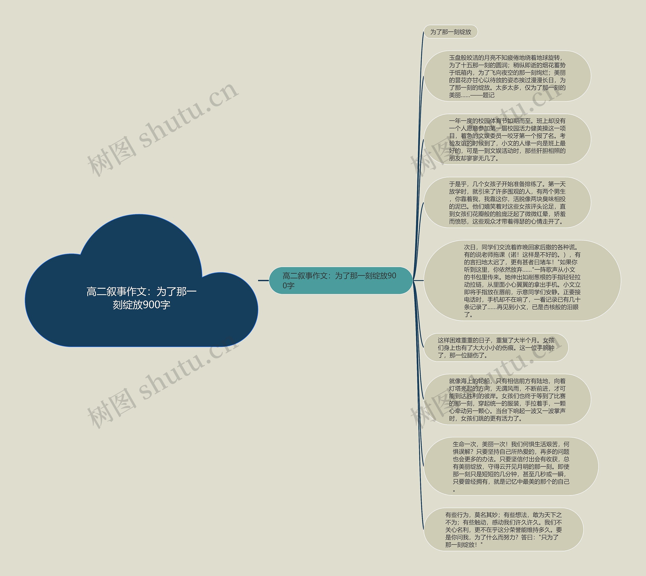 高二叙事作文：为了那一刻绽放900字思维导图