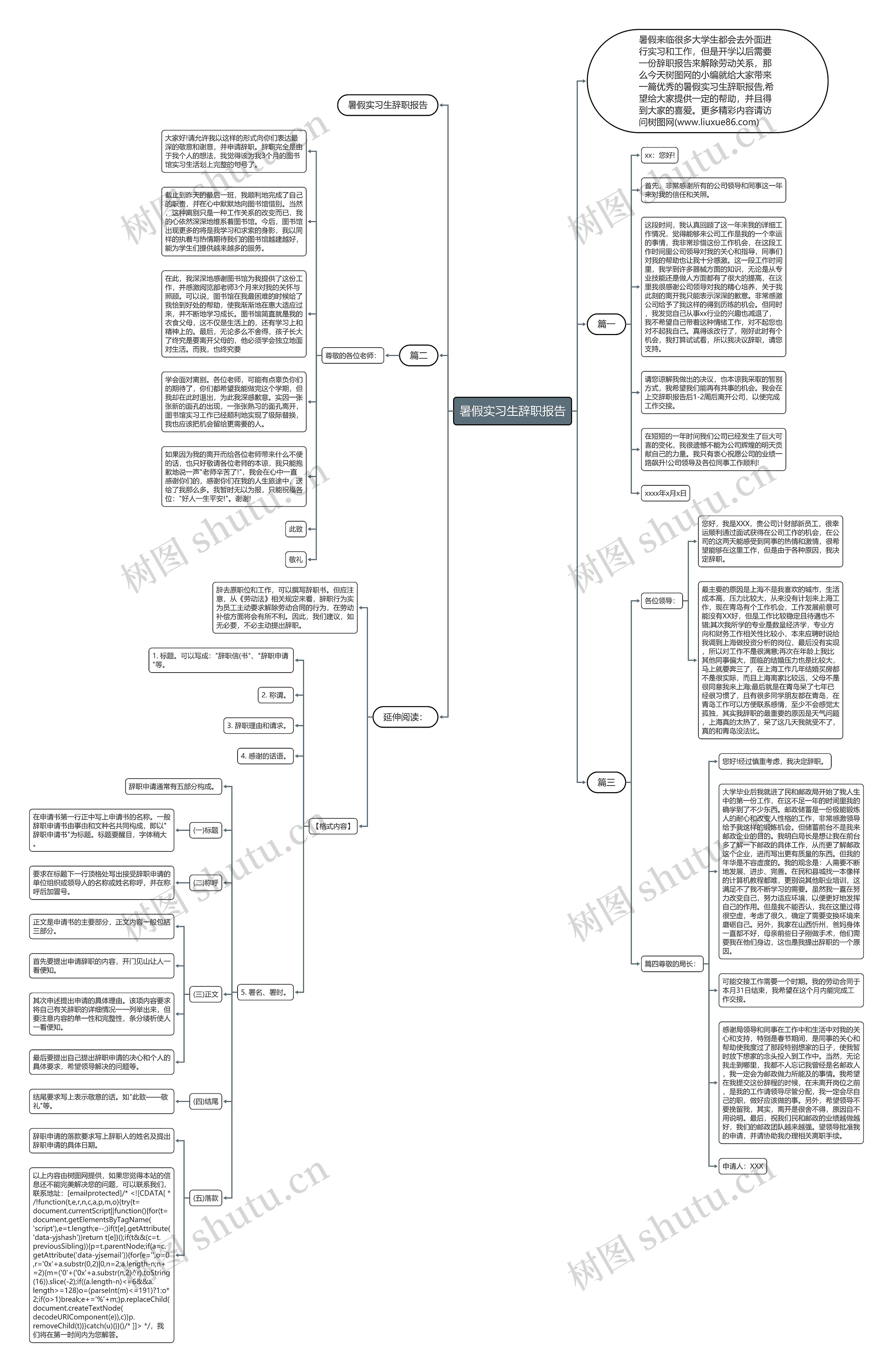暑假实习生辞职报告思维导图