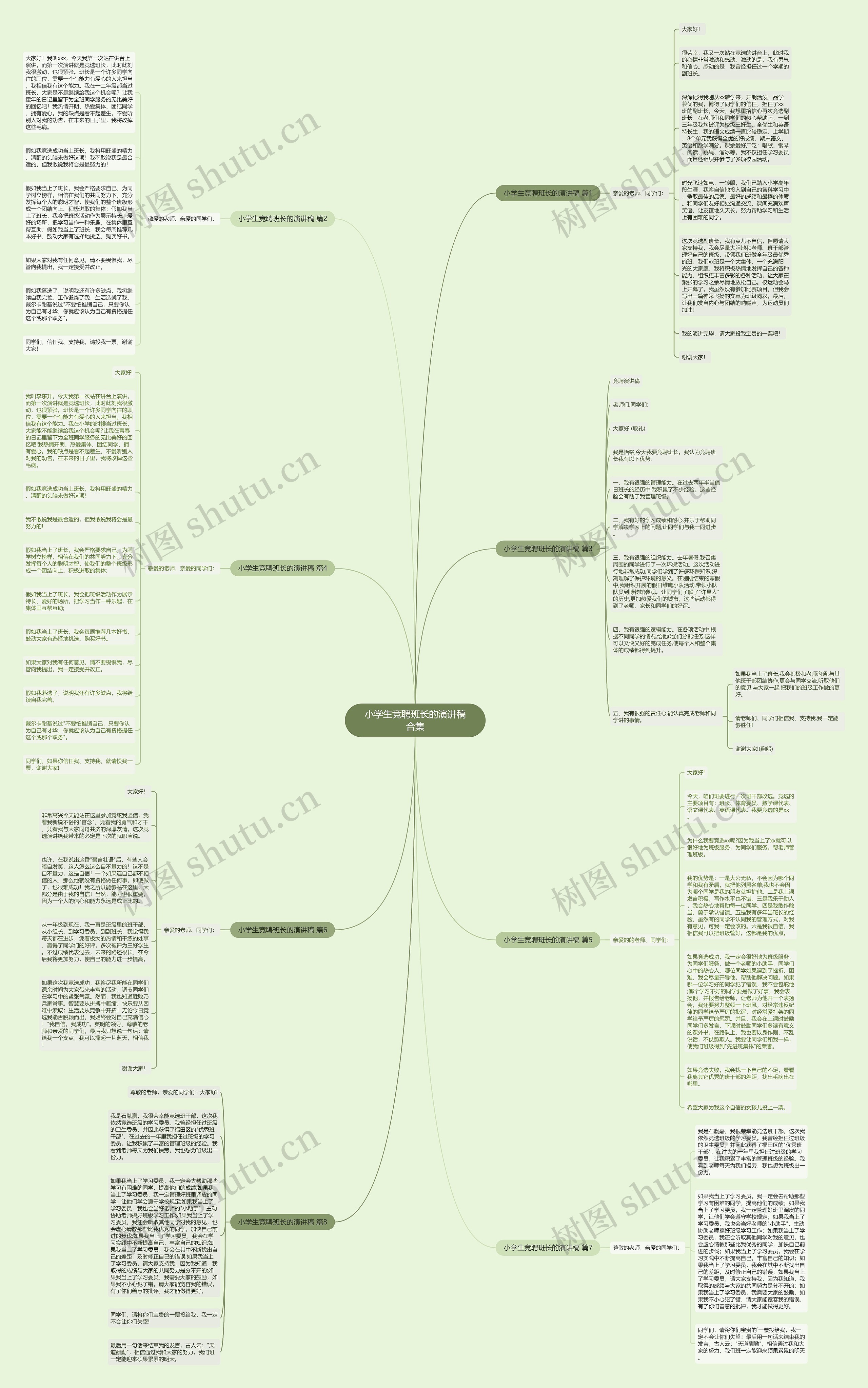 小学生竞聘班长的演讲稿合集思维导图