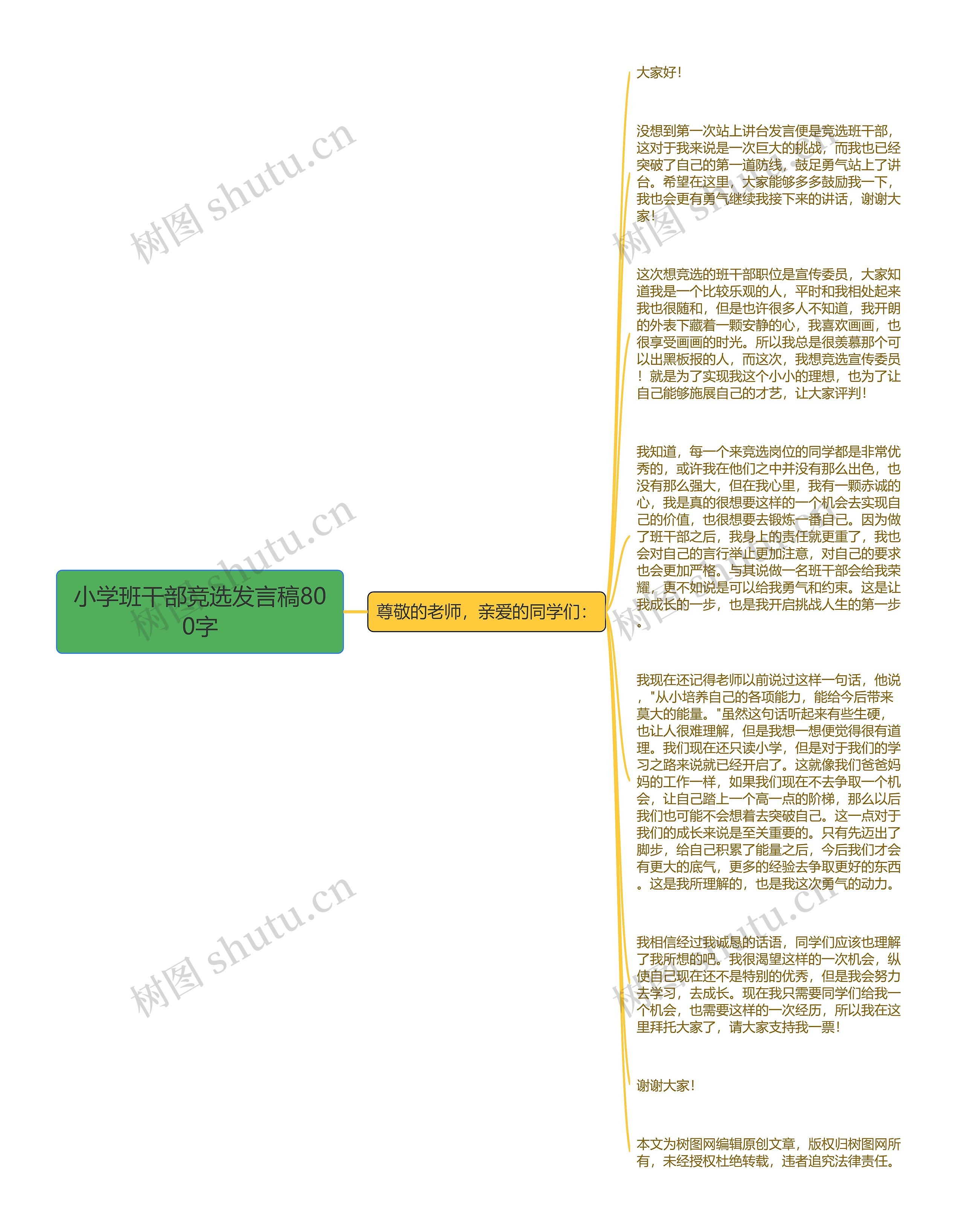 小学班干部竞选发言稿800字思维导图