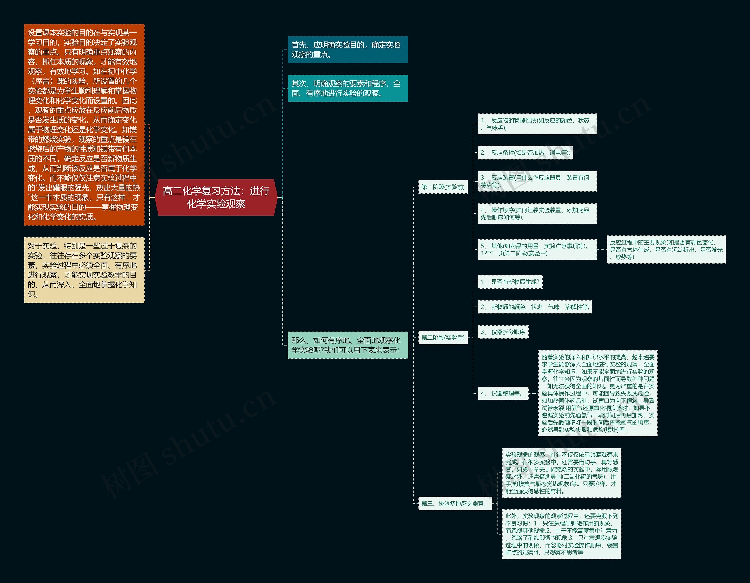 高二化学复习方法：进行化学实验观察思维导图