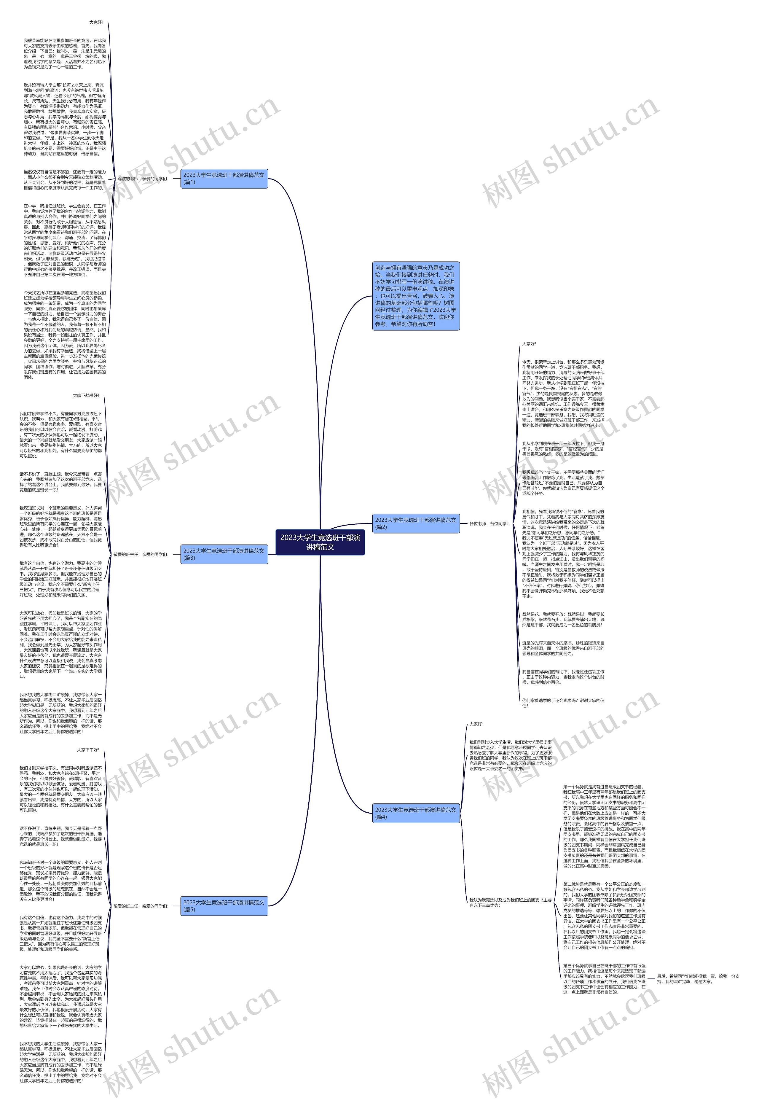 2023大学生竞选班干部演讲稿范文思维导图