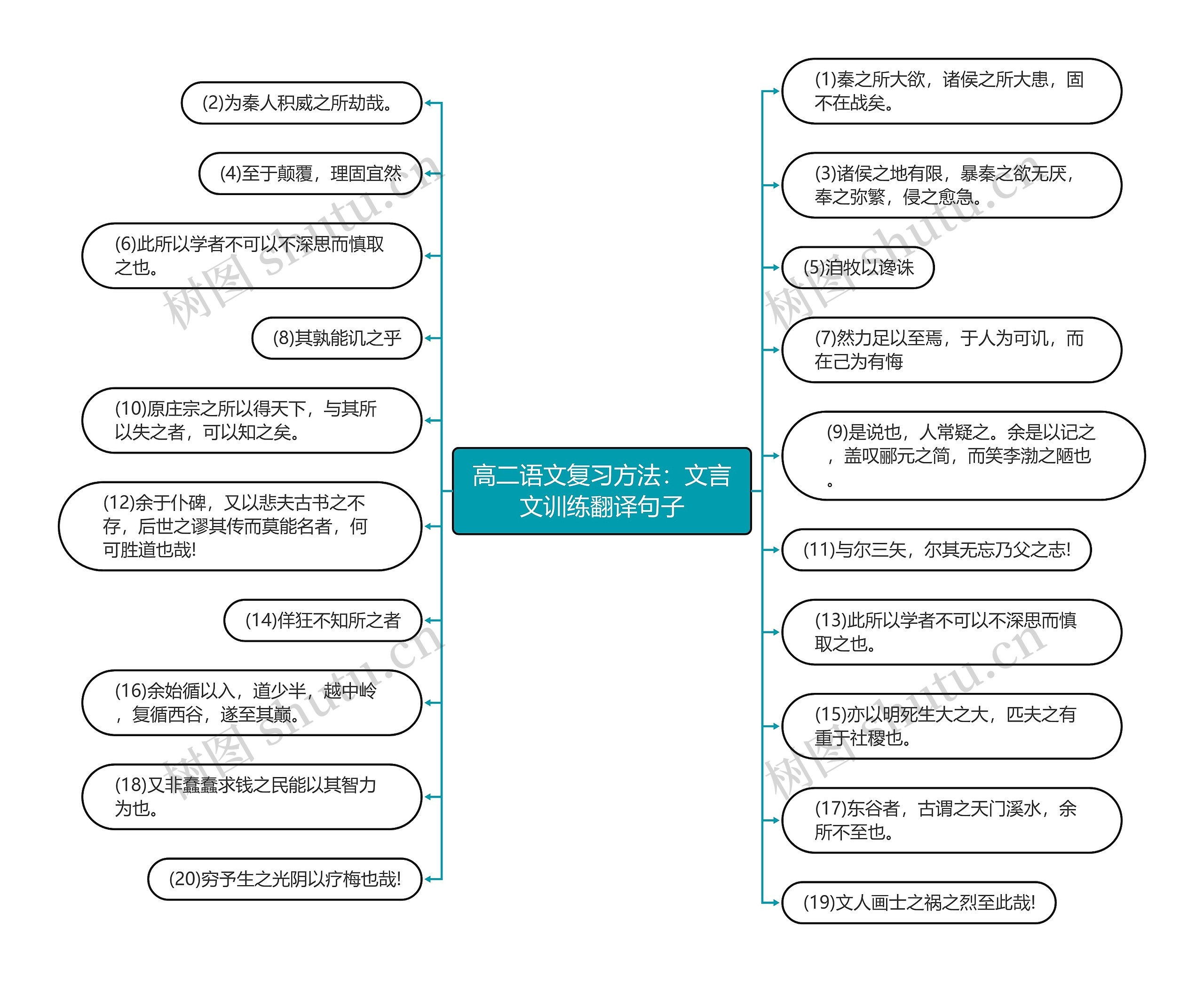 高二语文复习方法：文言文训练翻译句子思维导图