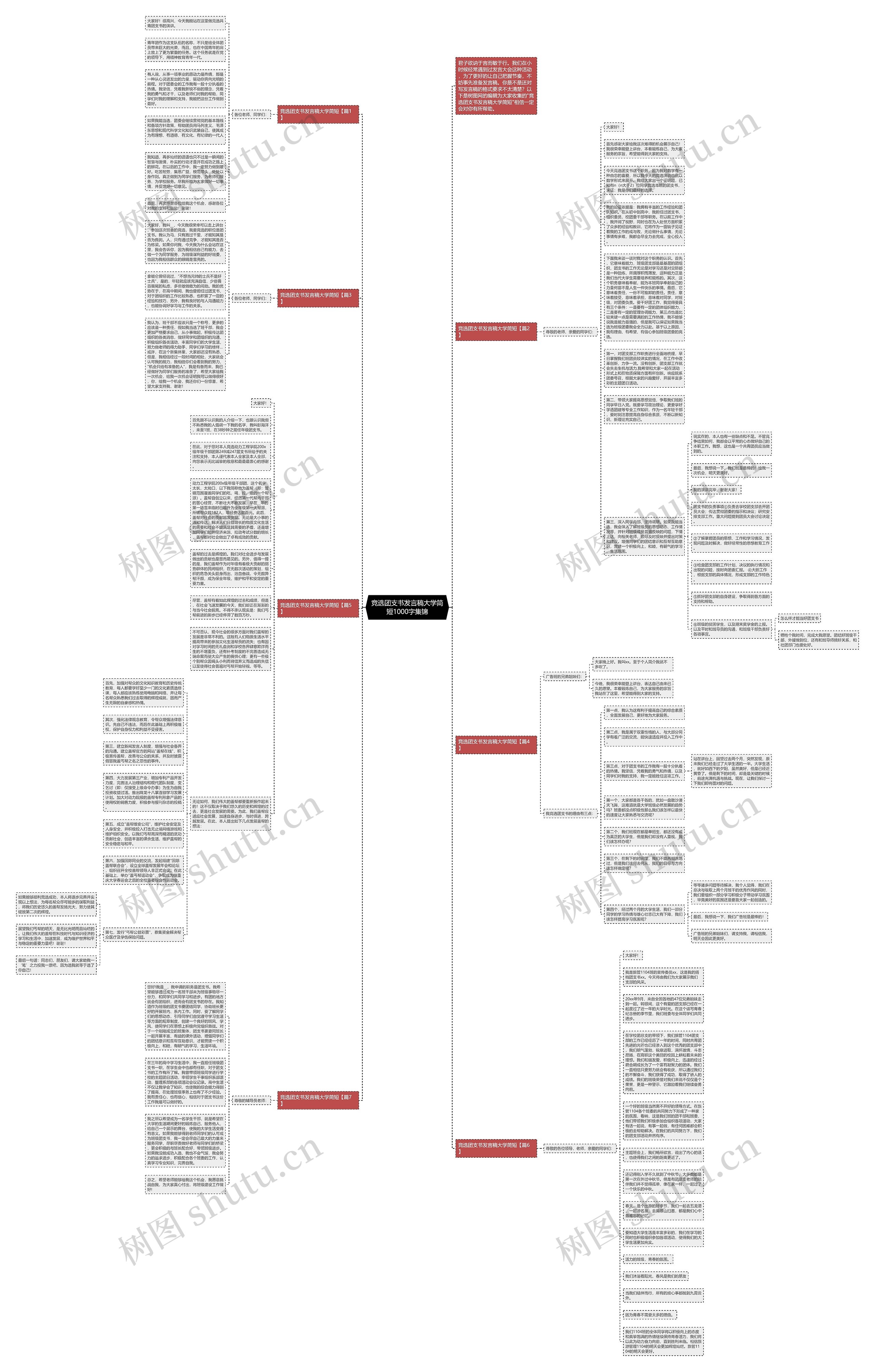 竞选团支书发言稿大学简短1000字集锦思维导图