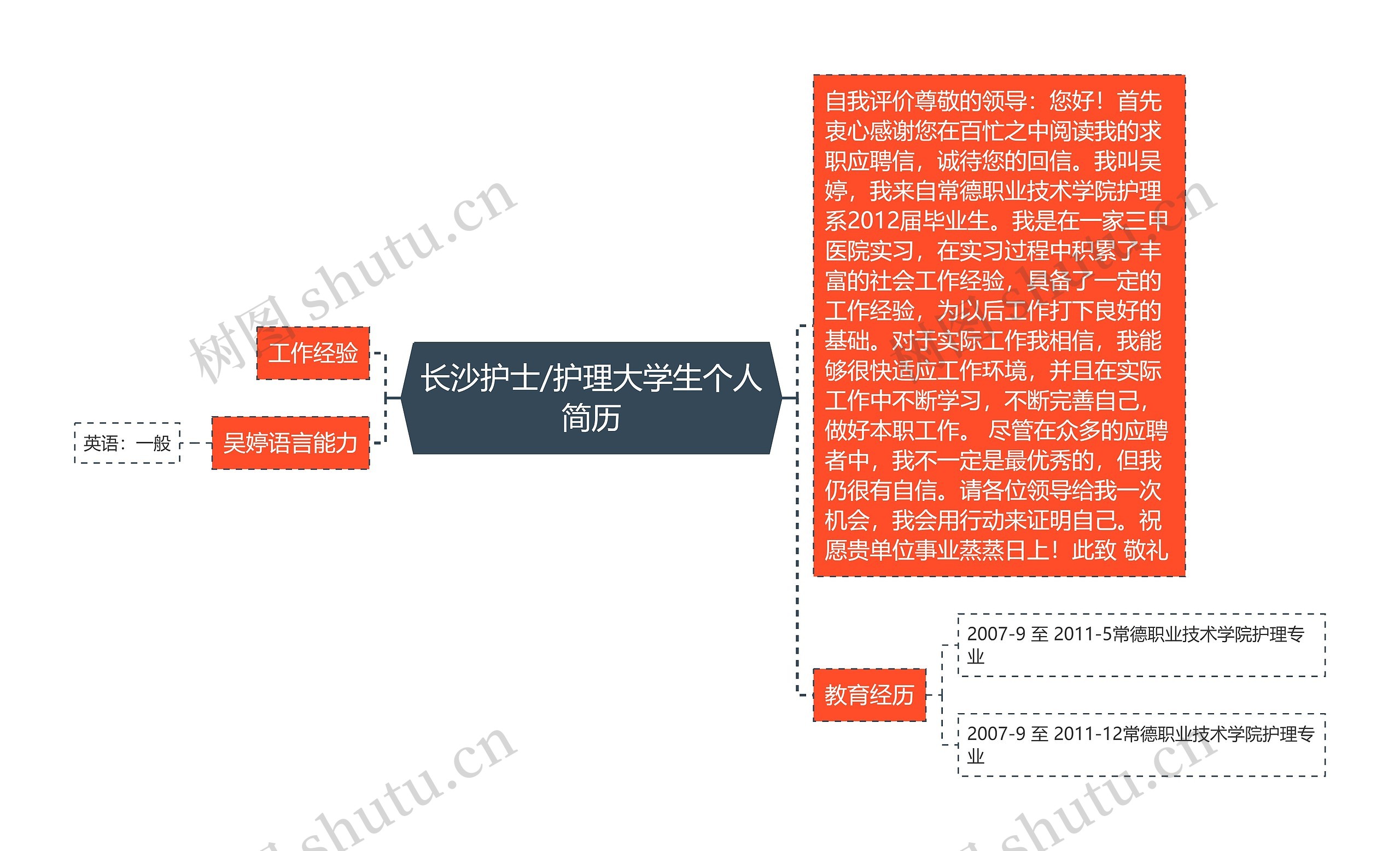 长沙护士/护理大学生个人简历思维导图