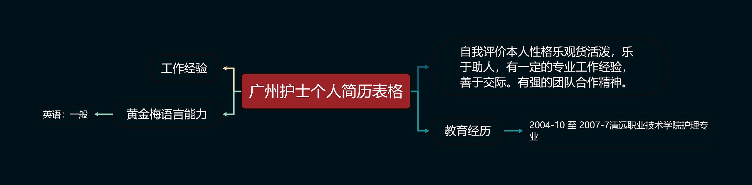 广州护士个人简历表格