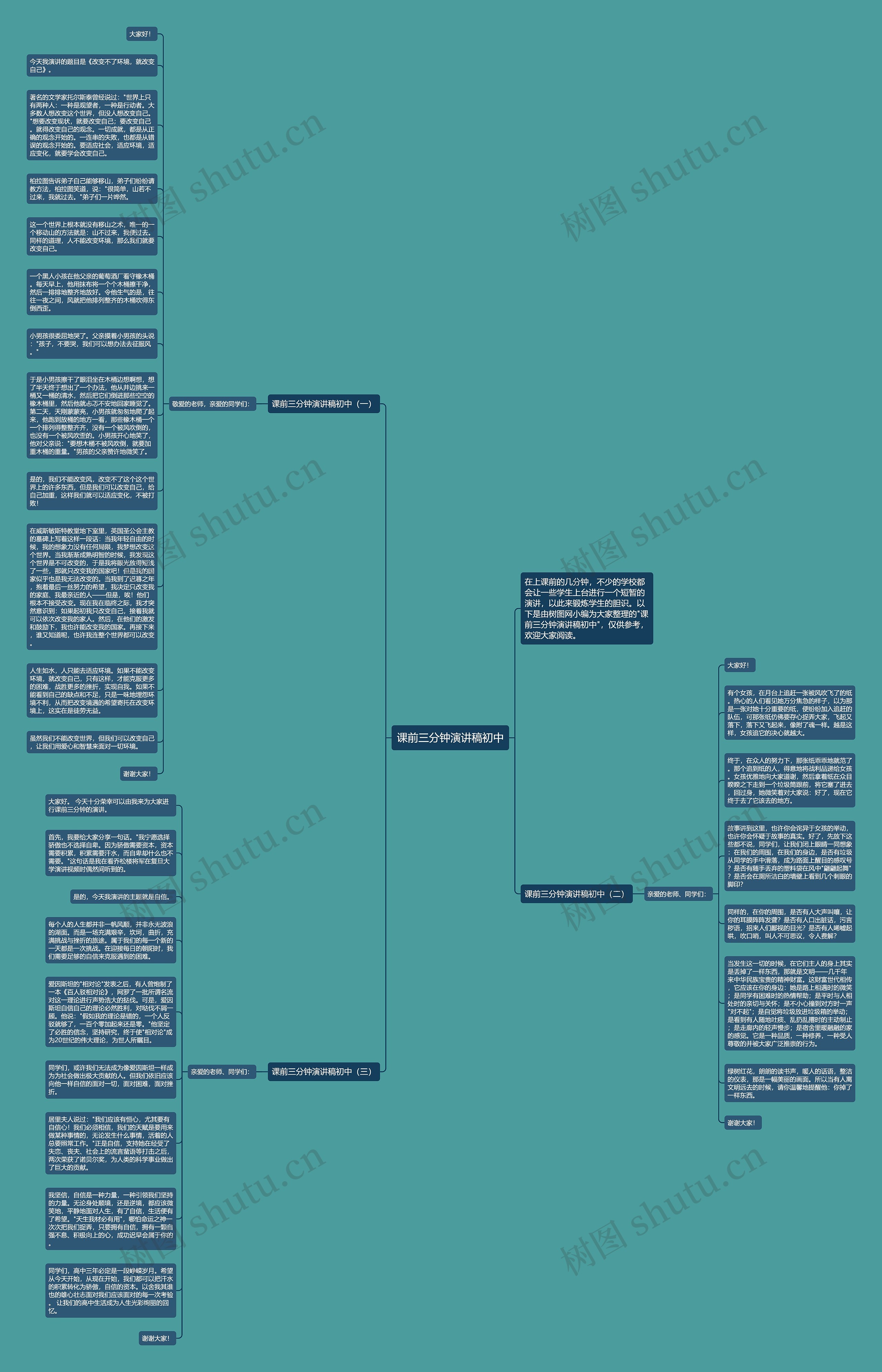 课前三分钟演讲稿初中思维导图