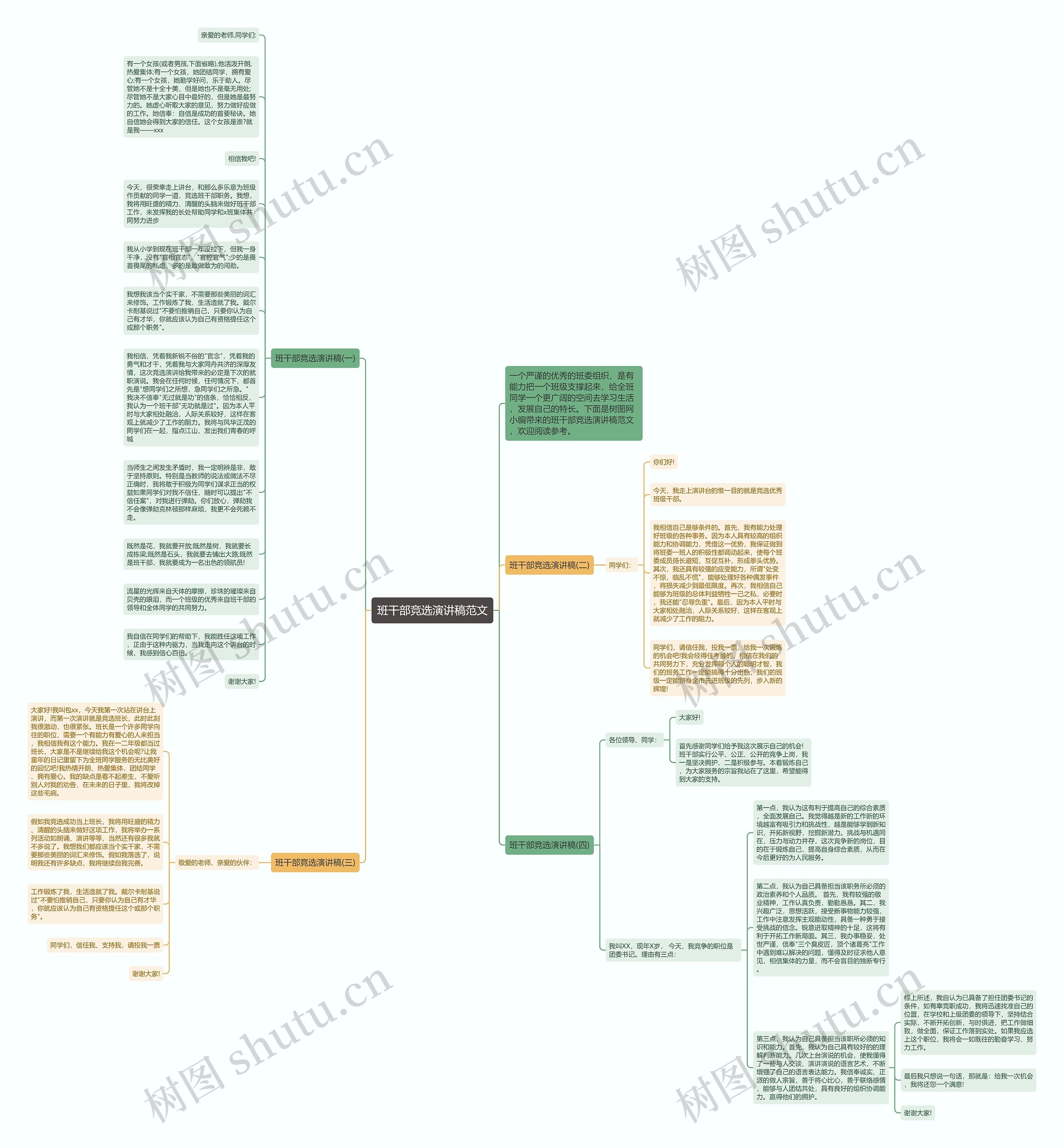班干部竞选演讲稿范文思维导图