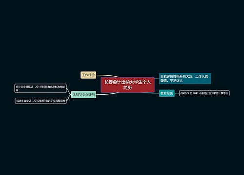 长春会计出纳大学生个人简历