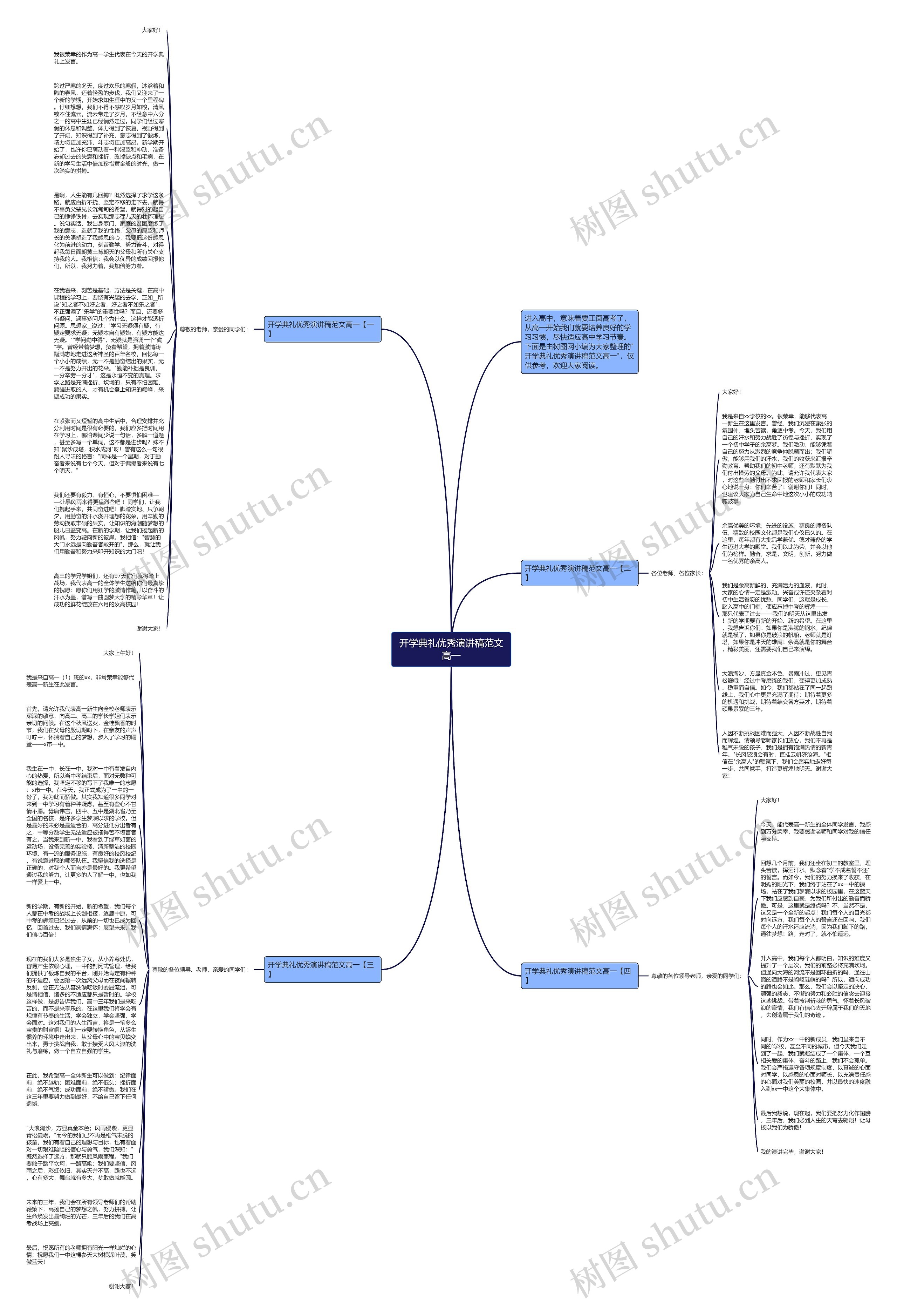 开学典礼优秀演讲稿范文高一思维导图