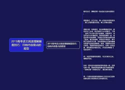 2019高考语文阅读理解解题技巧：归纳内容要点的题型