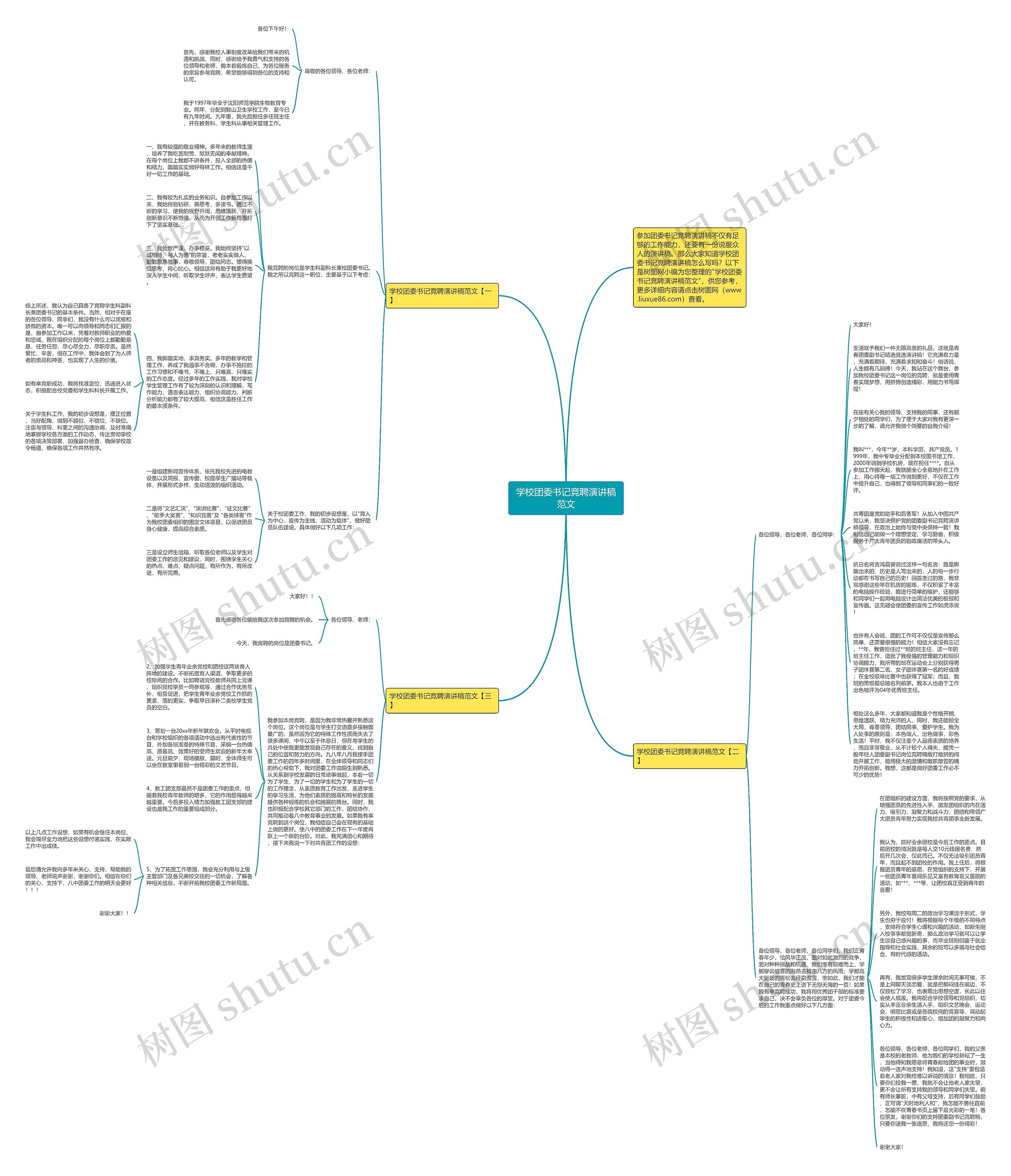 学校团委书记竞聘演讲稿范文思维导图