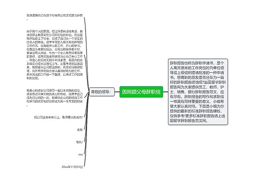 因照顾父母辞职信