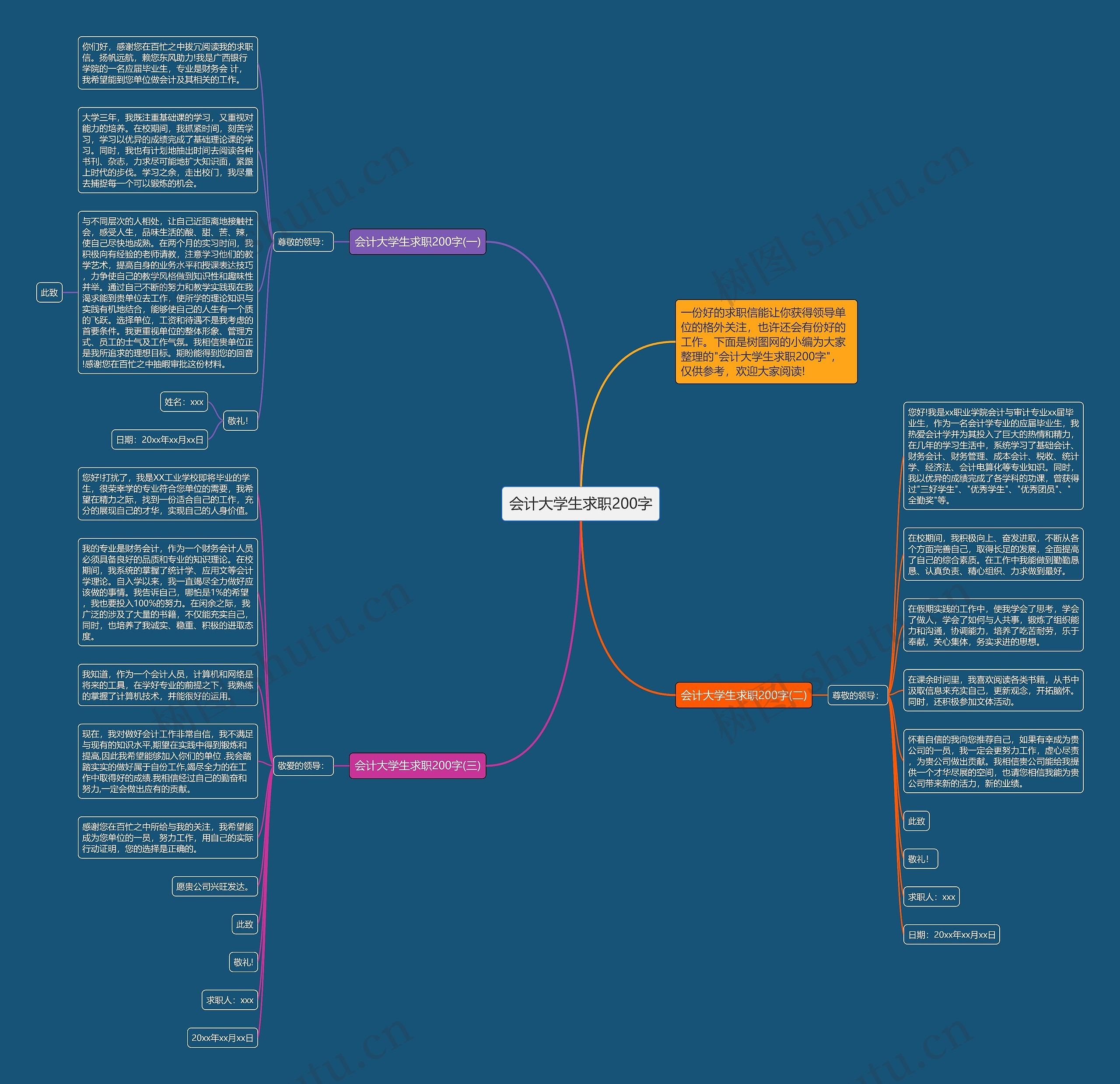 会计大学生求职200字思维导图
