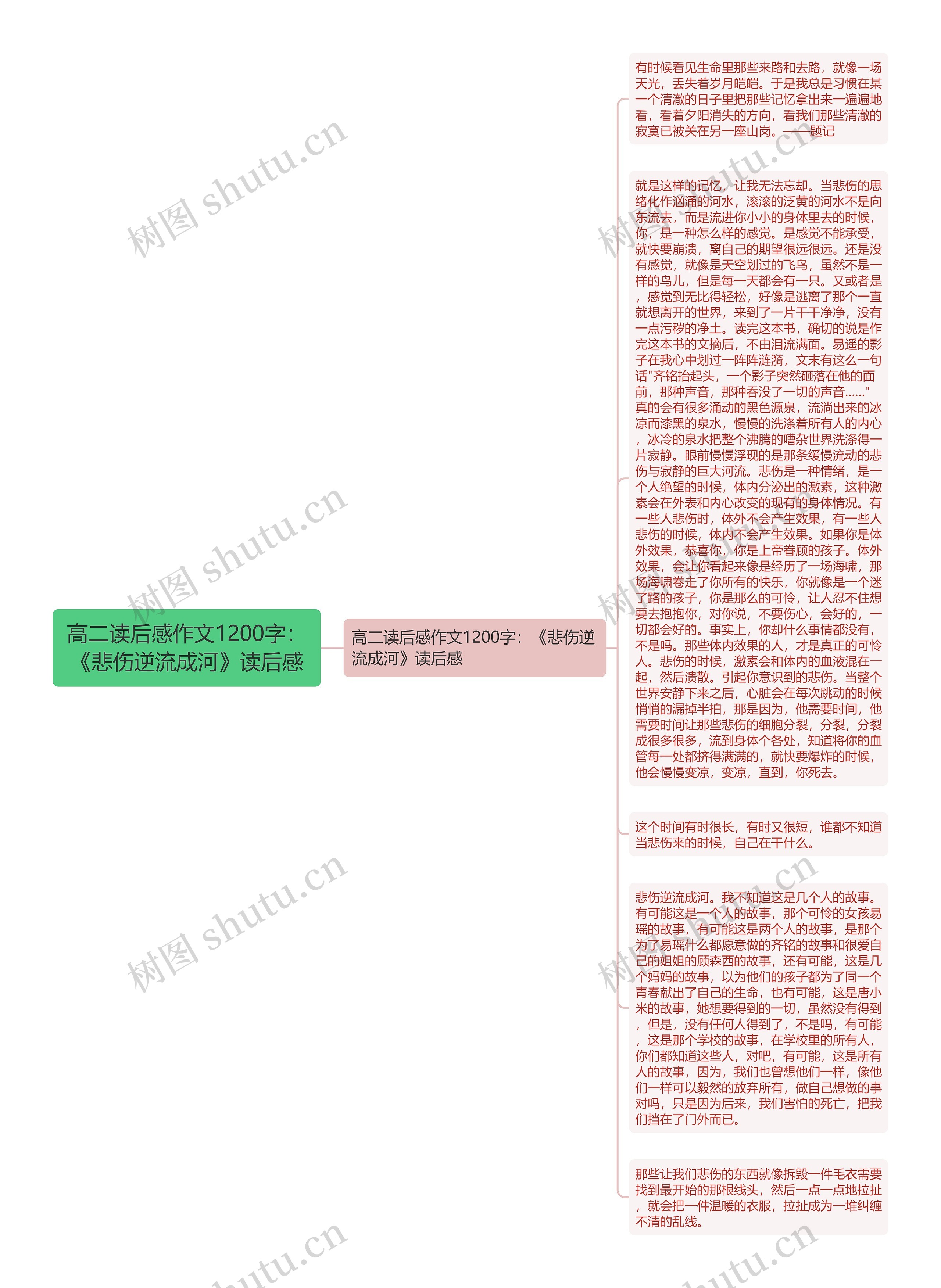 高二读后感作文1200字：《悲伤逆流成河》读后感思维导图