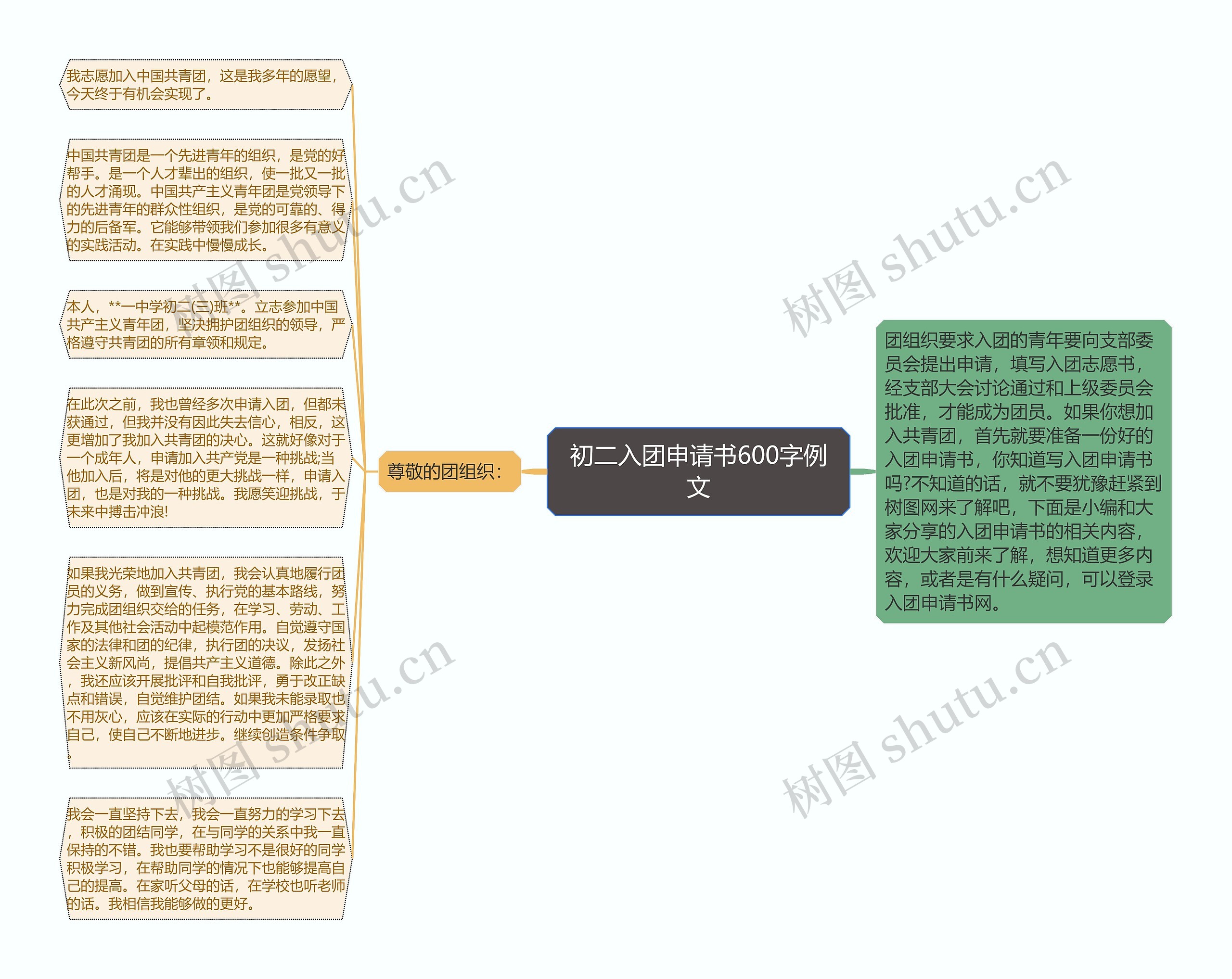 初二入团申请书600字例文思维导图