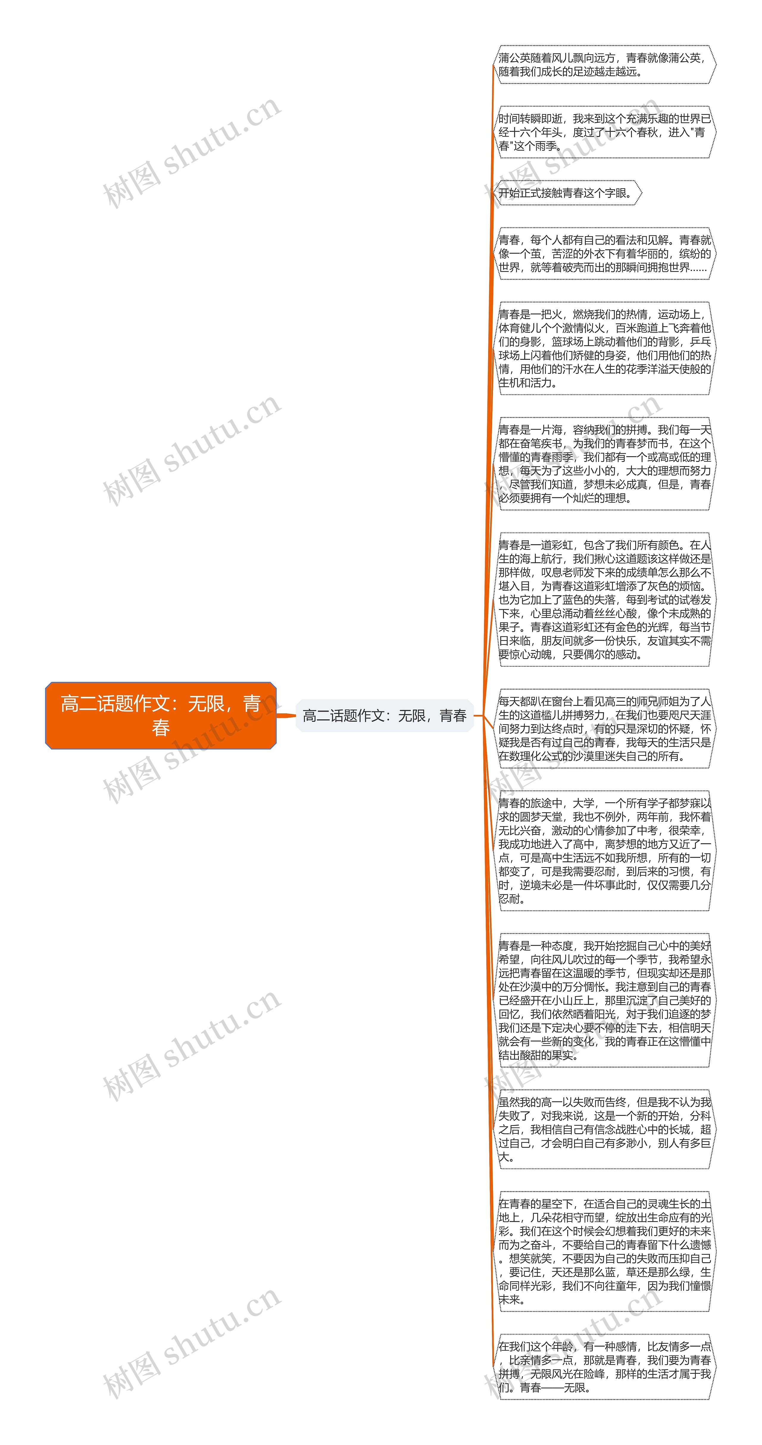 高二话题作文：无限，青春思维导图