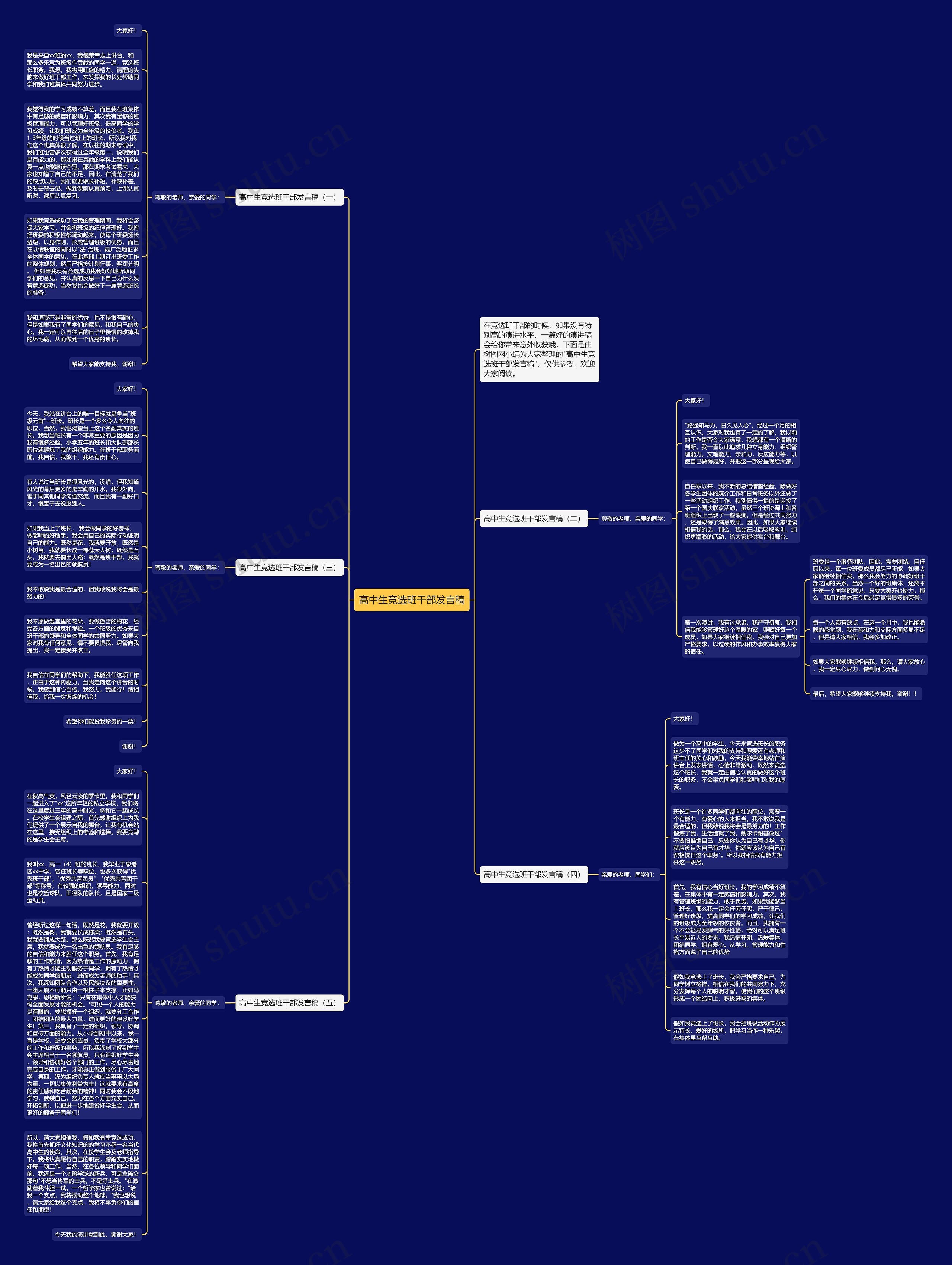 高中生竞选班干部发言稿思维导图