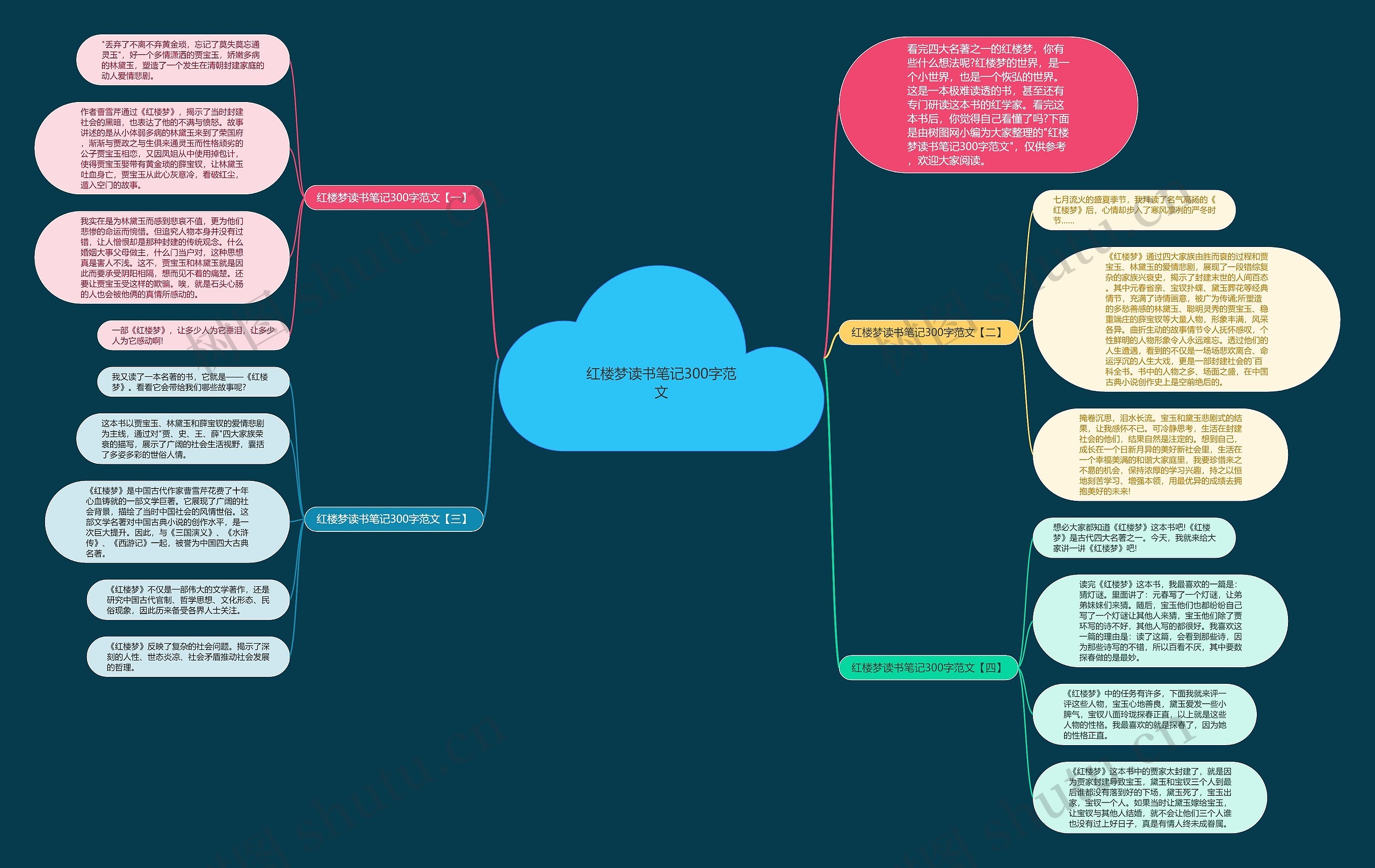 红楼梦读书笔记300字范文思维导图