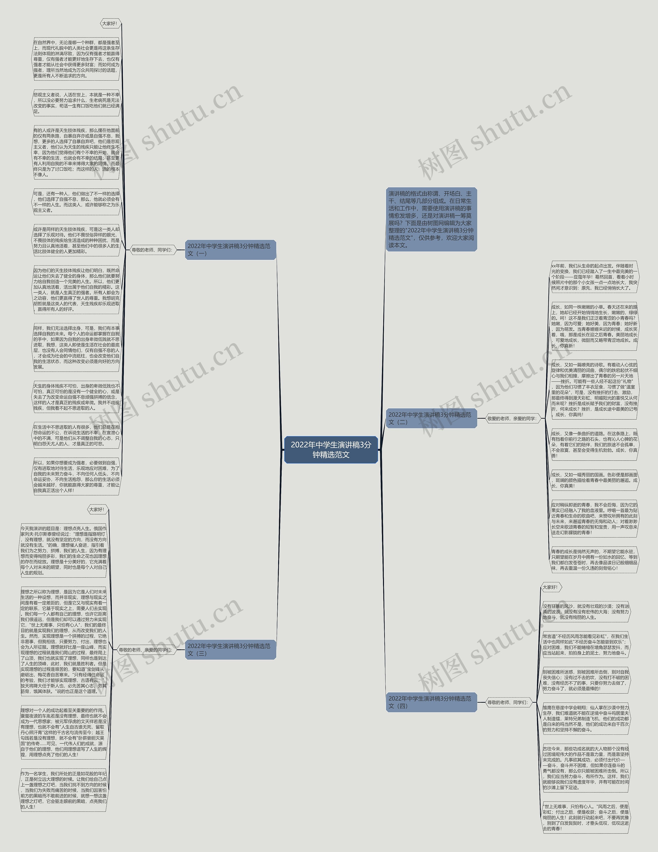 2022年中学生演讲稿3分钟精选范文思维导图