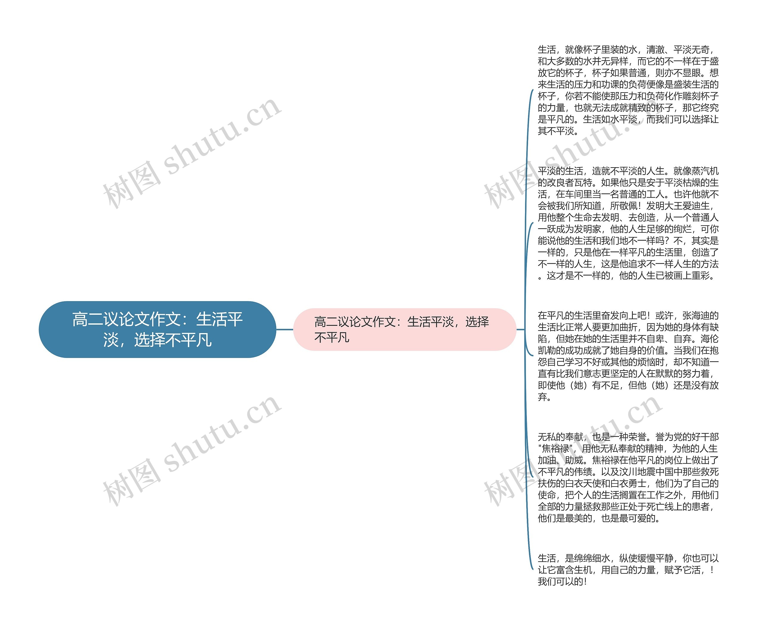 高二议论文作文：生活平淡，选择不平凡思维导图