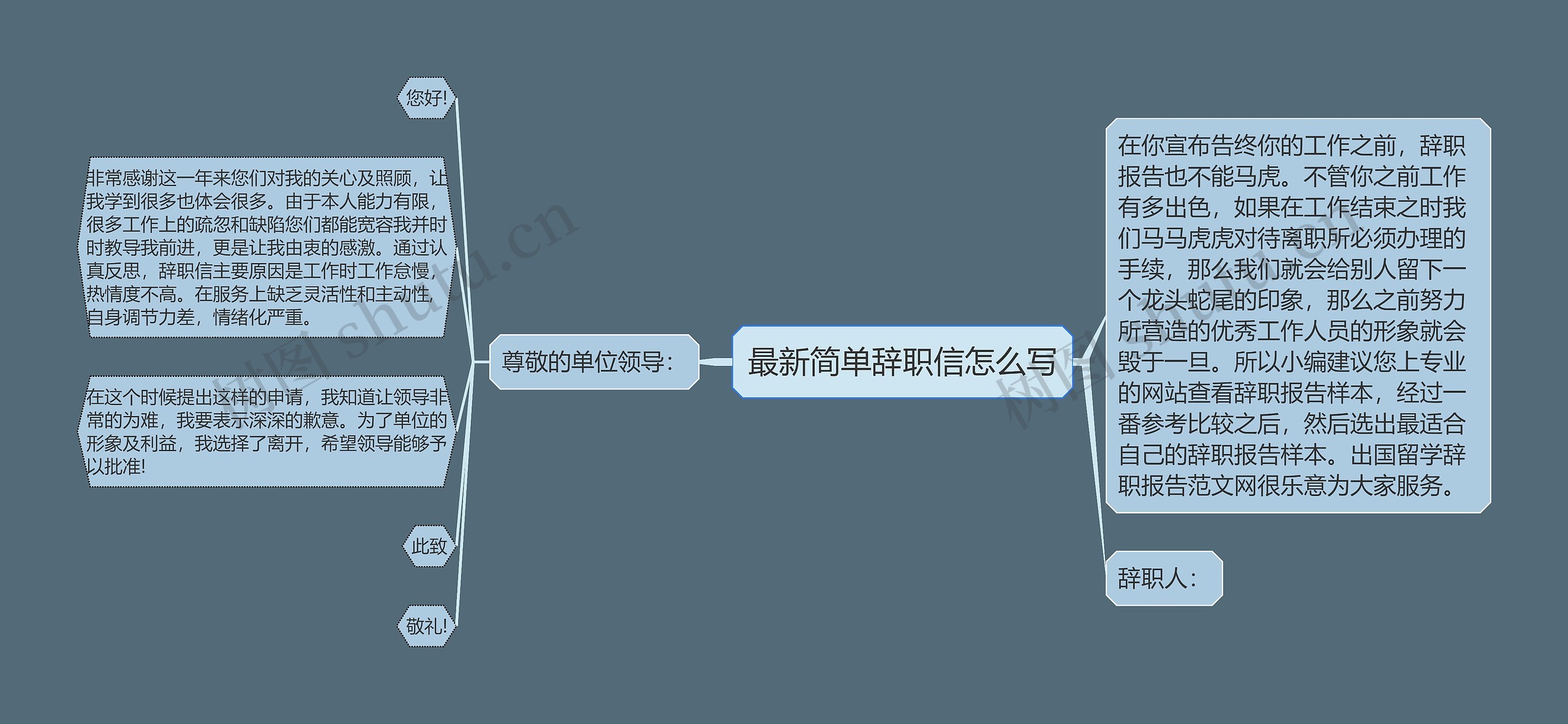 最新简单辞职信怎么写思维导图