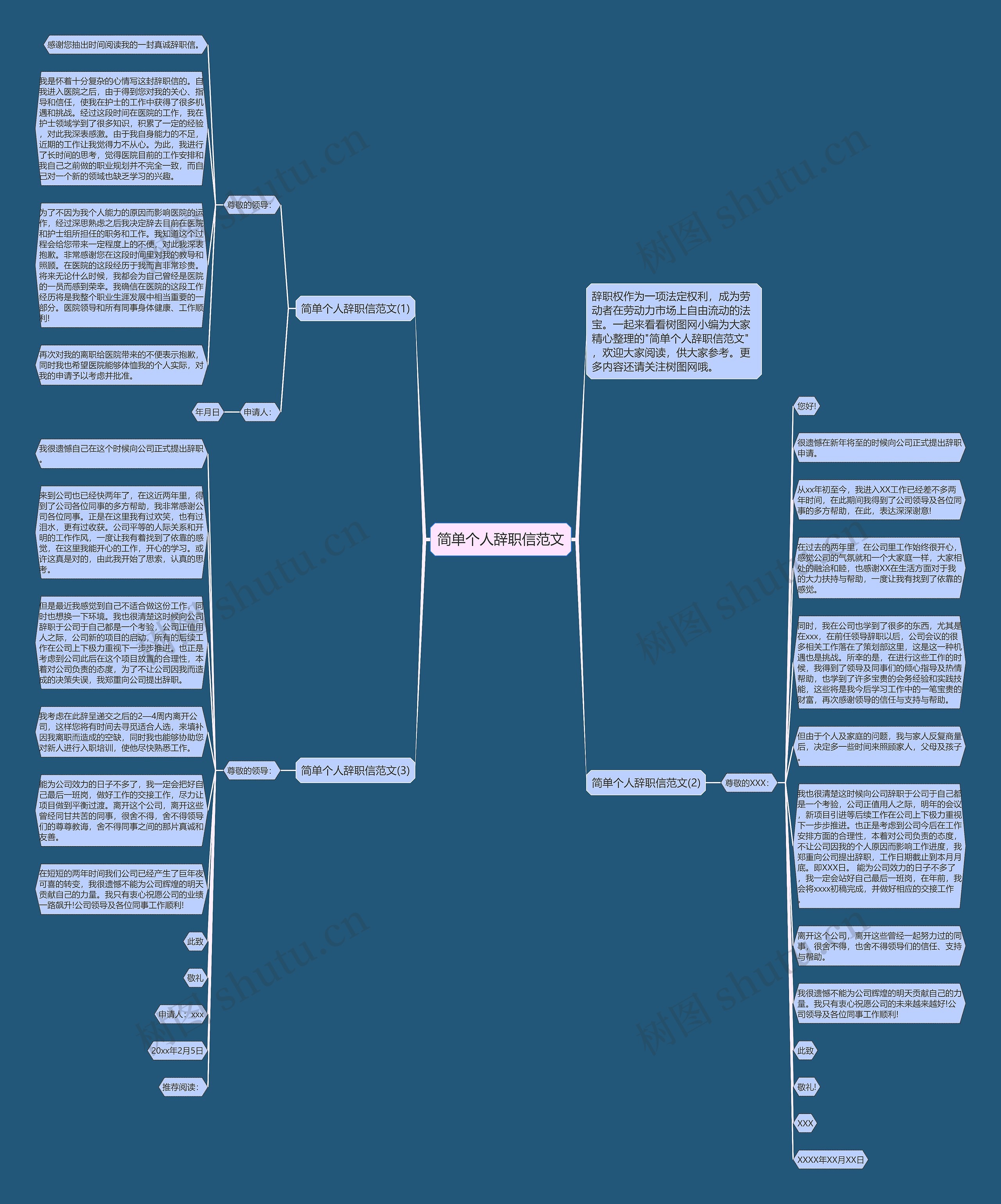 简单个人辞职信范文思维导图