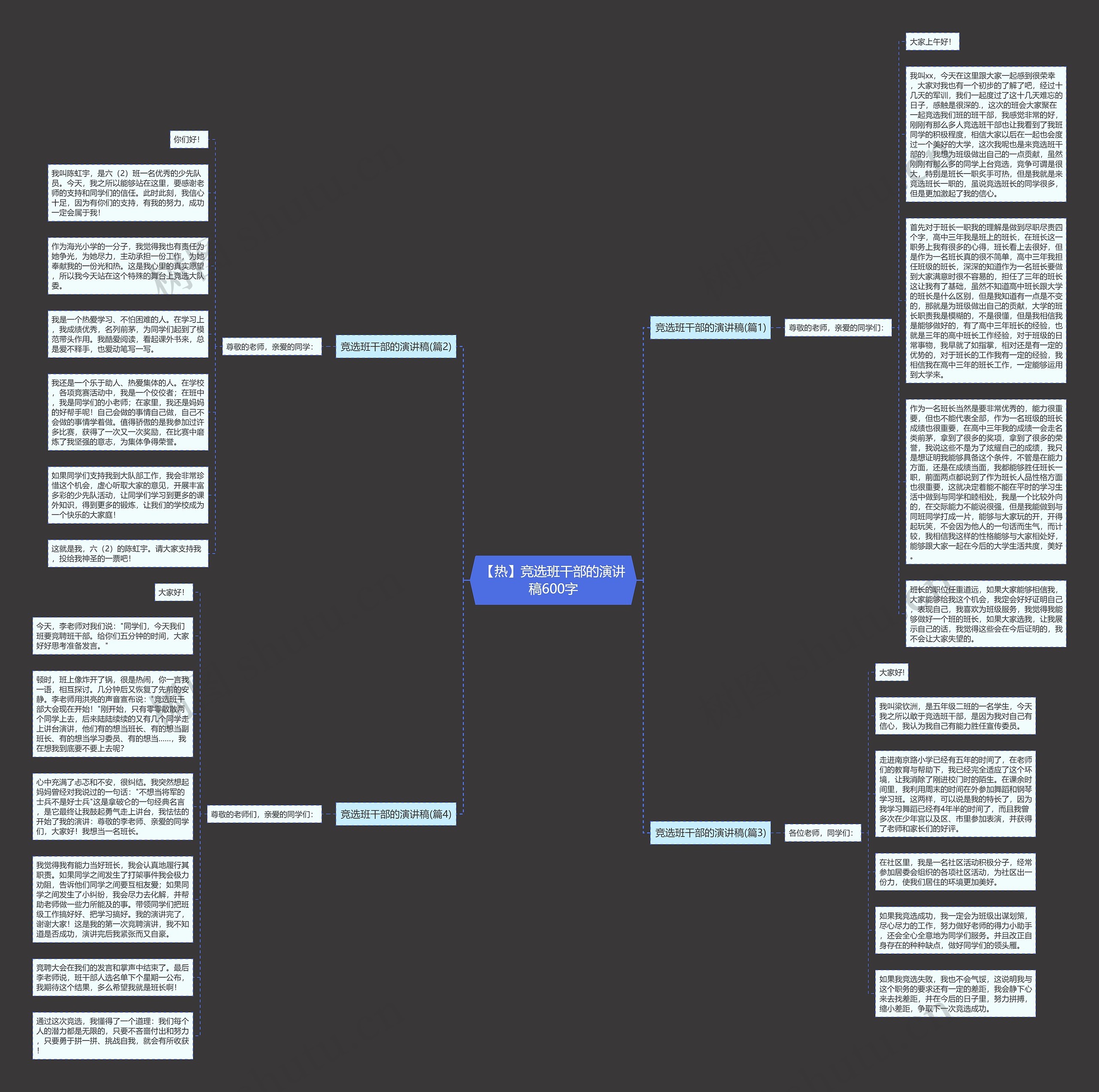 【热】竞选班干部的演讲稿600字思维导图