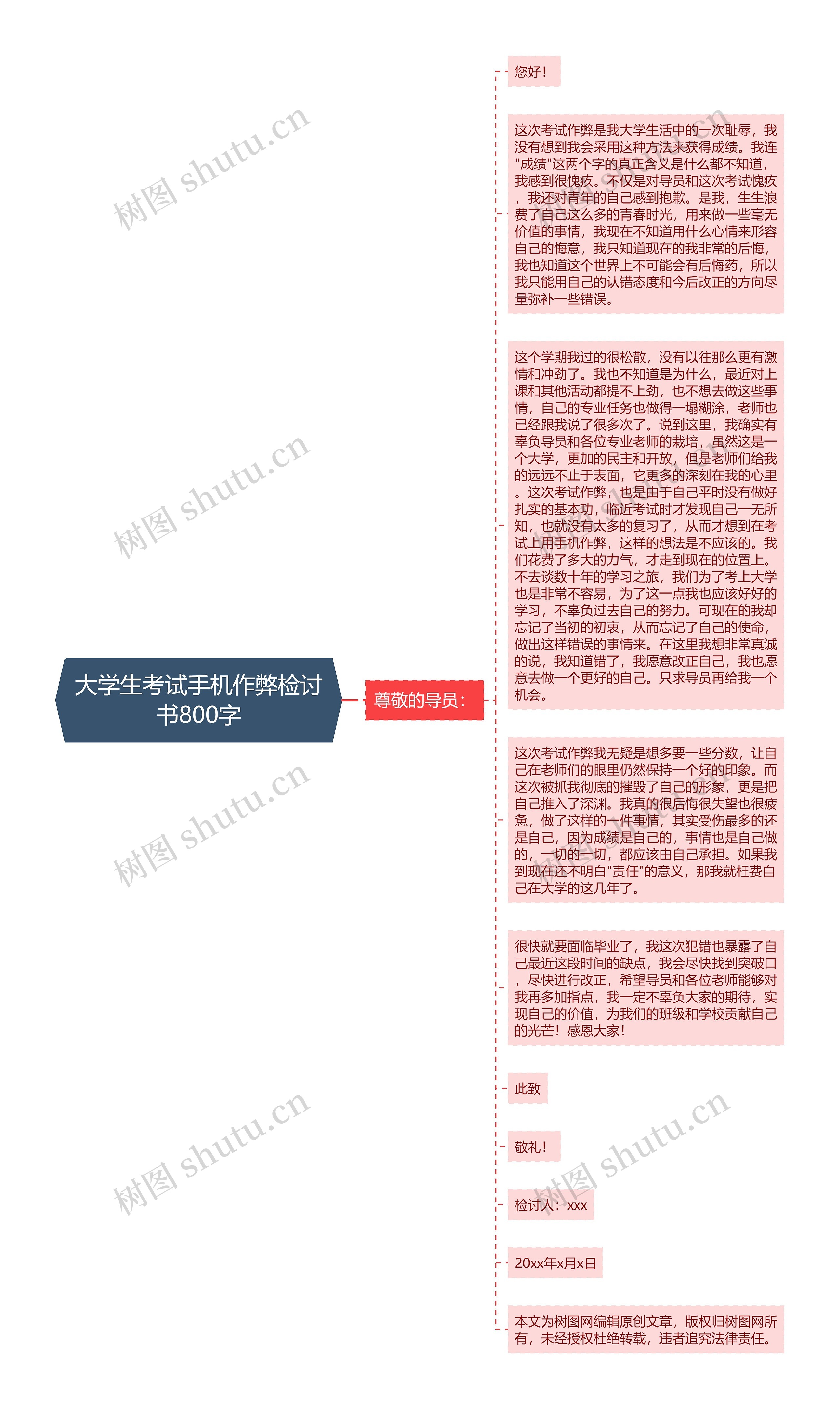 大学生考试手机作弊检讨书800字