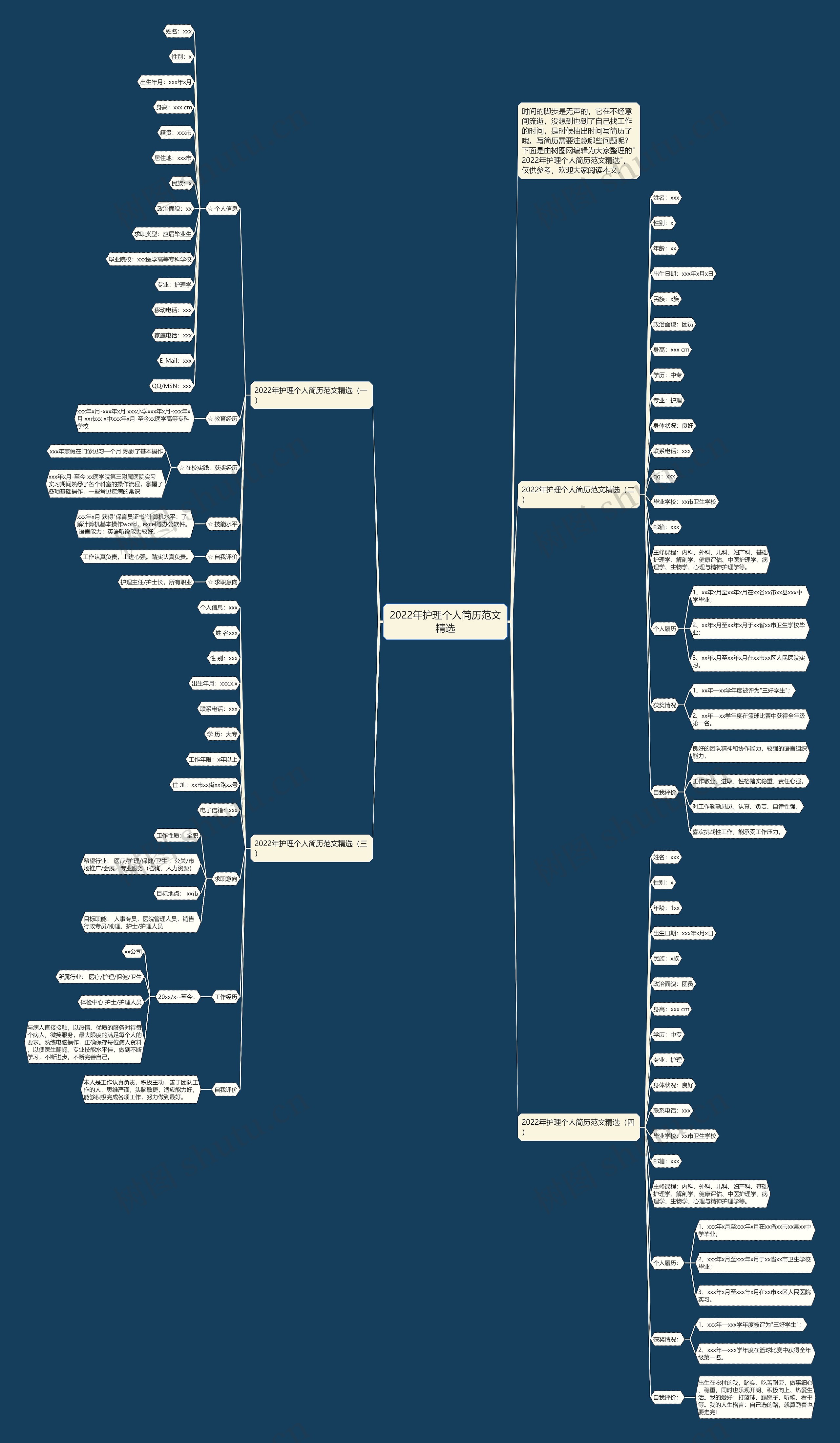 2022年护理个人简历范文精选思维导图