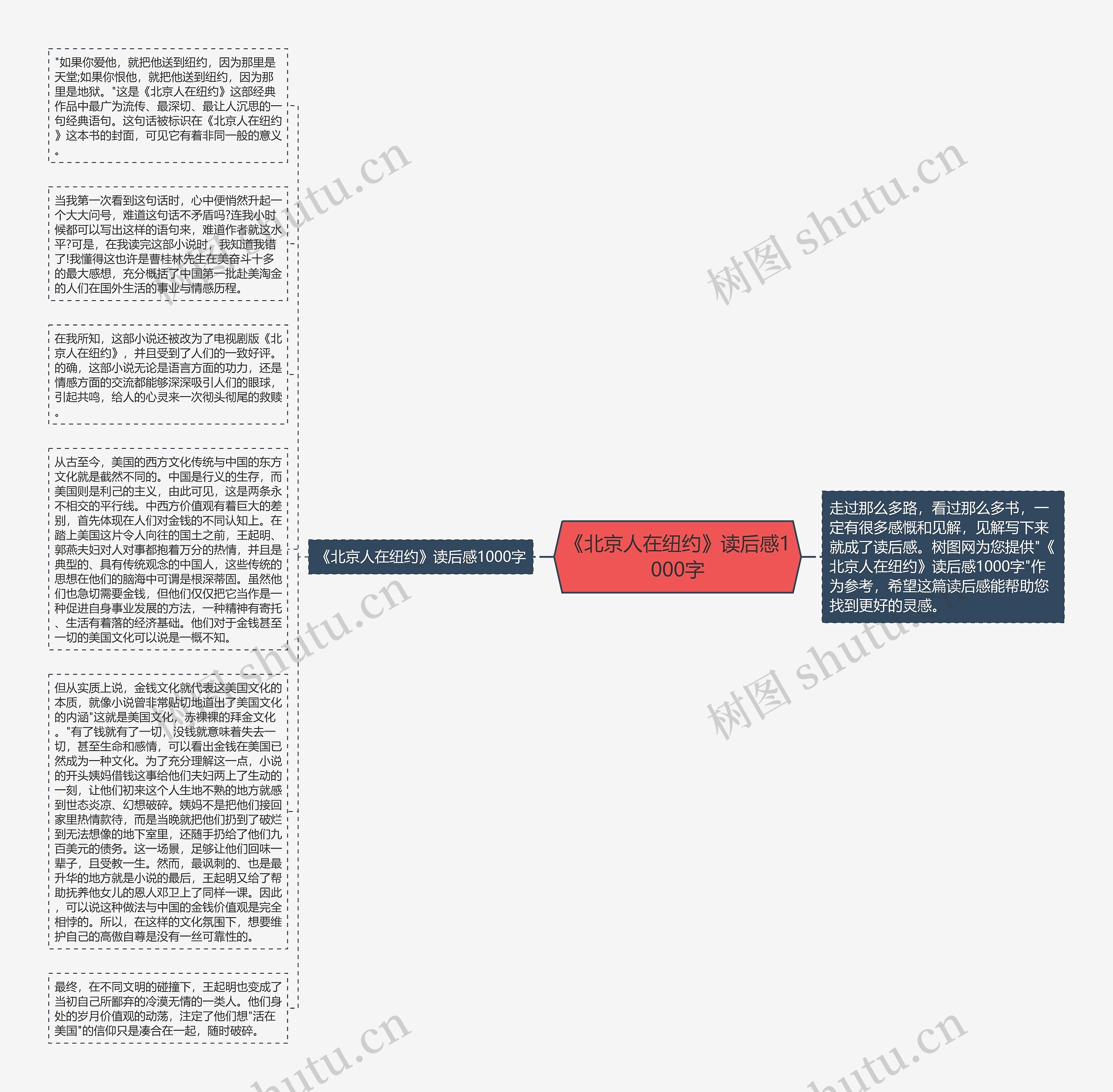 《北京人在纽约》读后感1000字思维导图