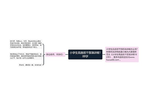 小学生竞选班干部演讲稿100字