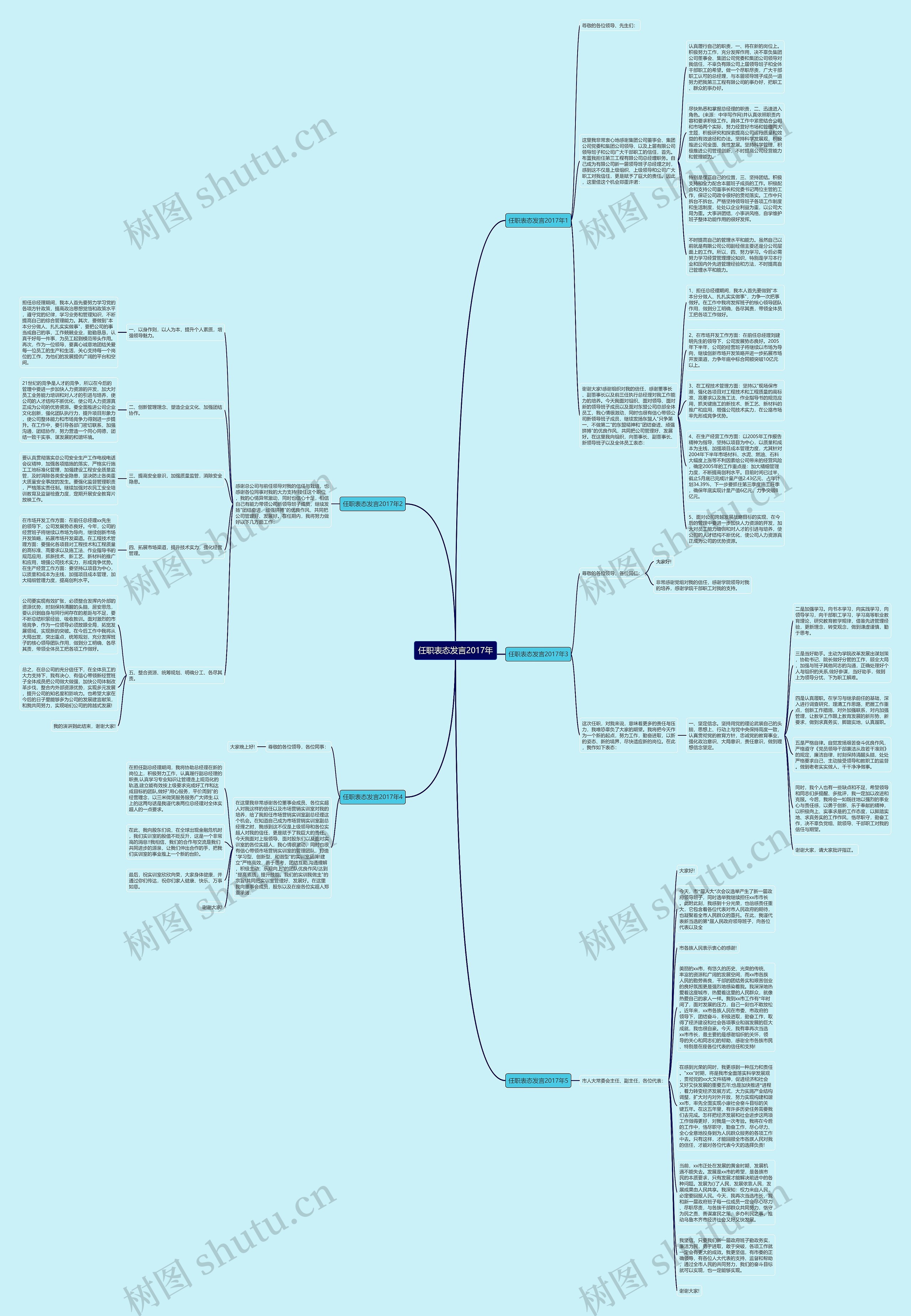 任职表态发言2017年思维导图