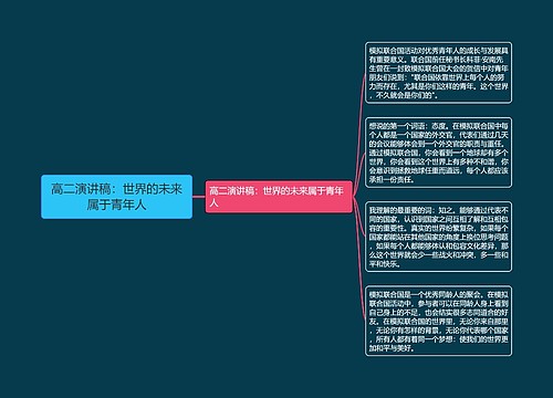 高二演讲稿：世界的未来属于青年人