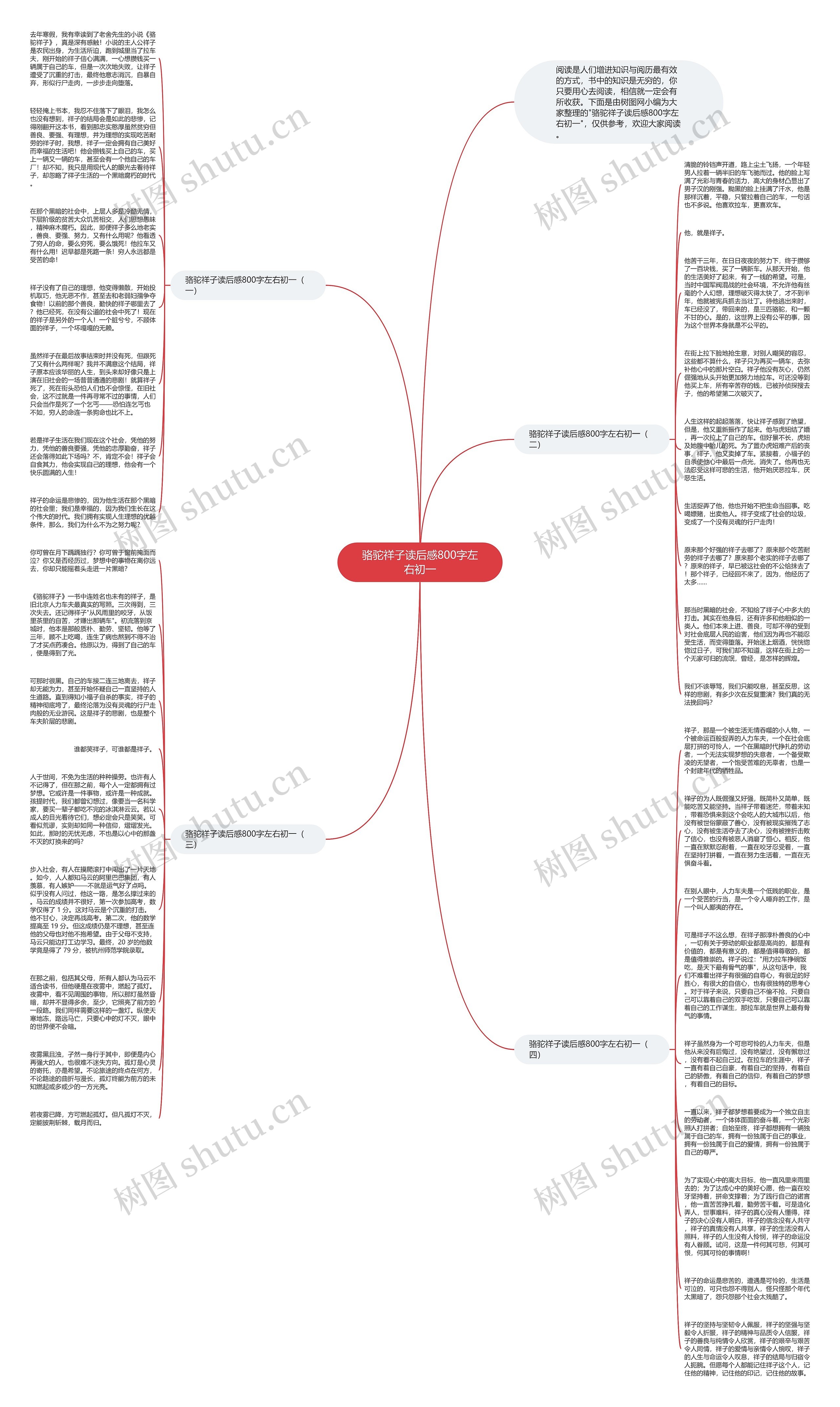 骆驼祥子读后感800字左右初一思维导图