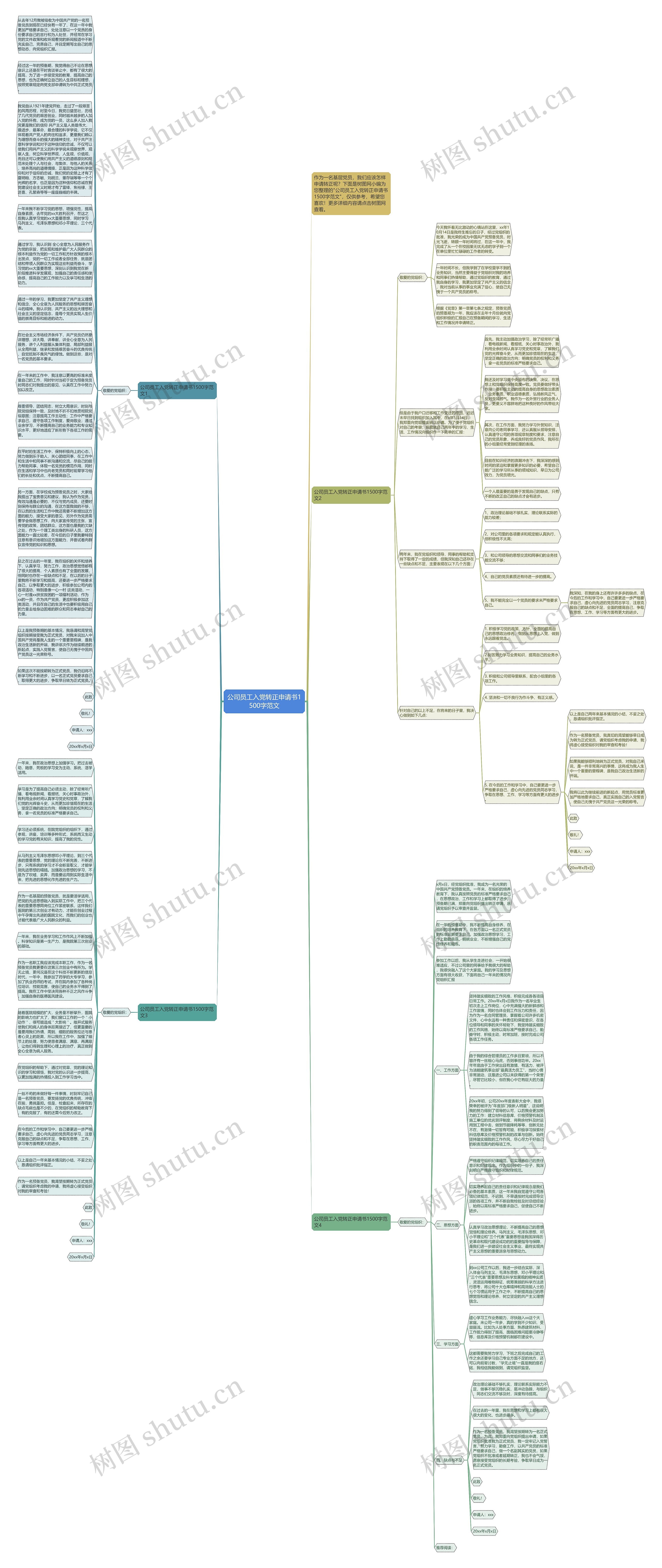 公司员工入党转正申请书1500字范文思维导图