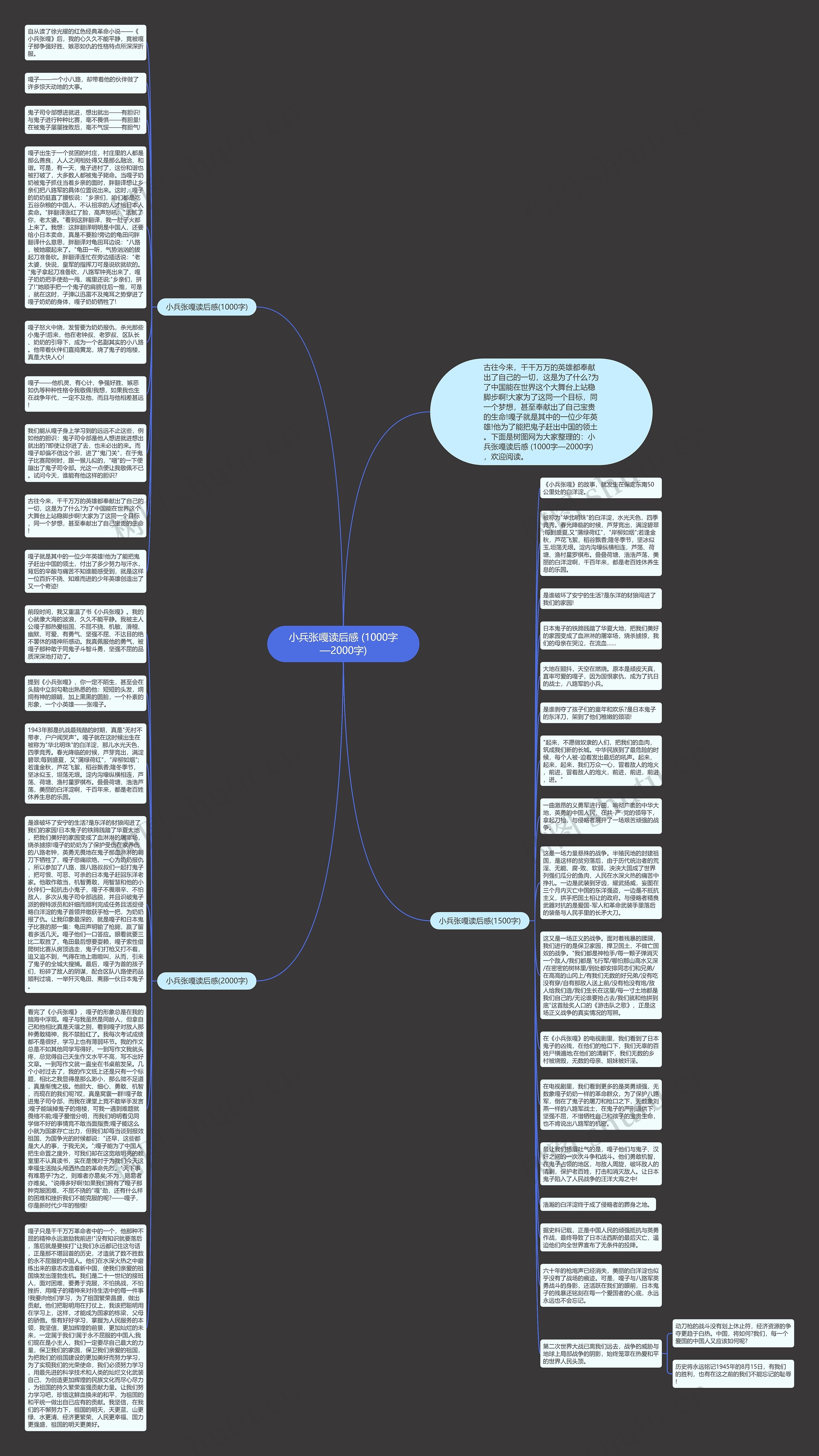 小兵张嘎读后感 (1000字—2000字)思维导图