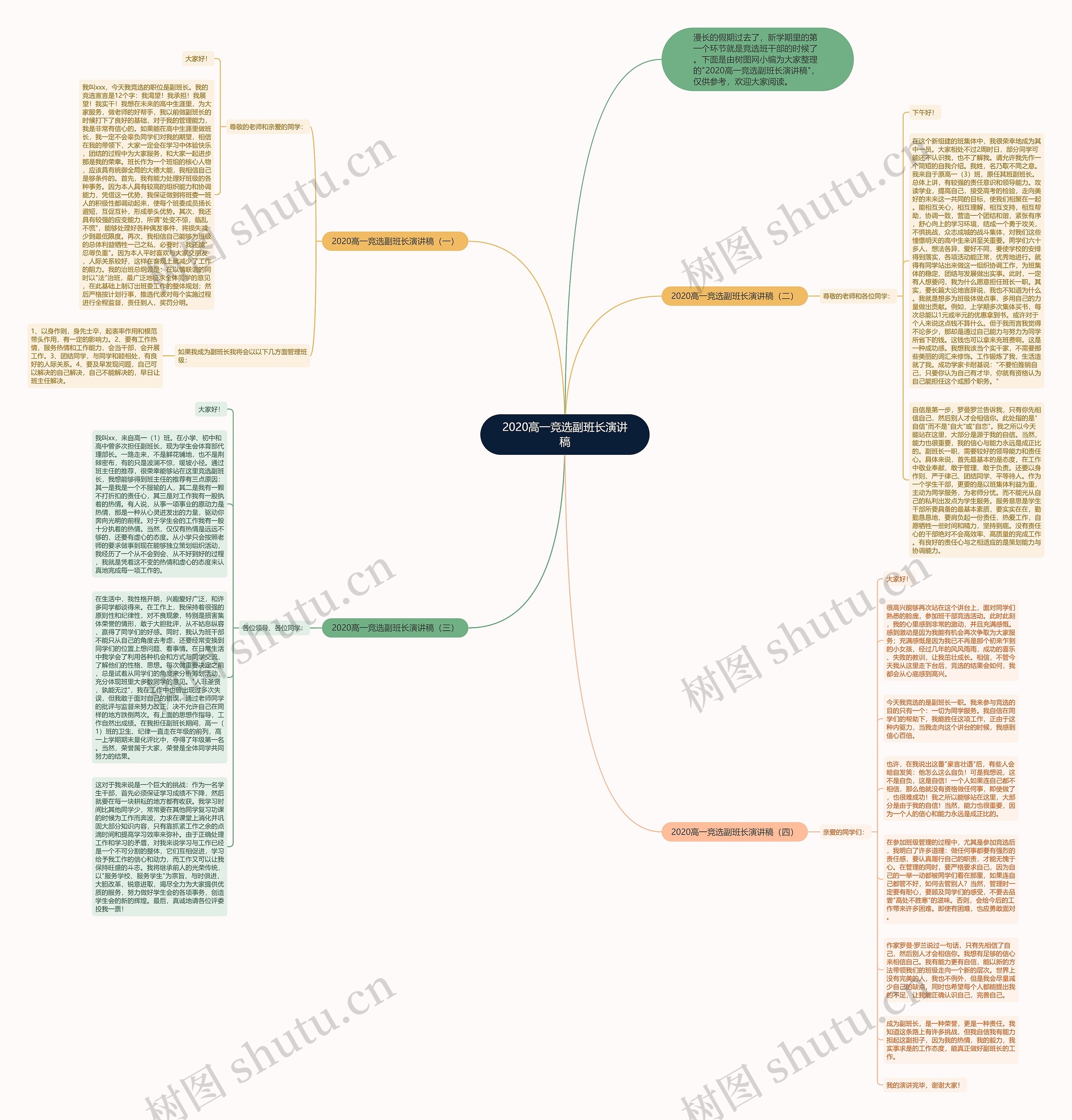 2020高一竞选副班长演讲稿思维导图